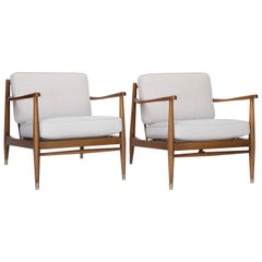Pair of Midcentury Scandinavian Lounge Chairs, New Upholstery