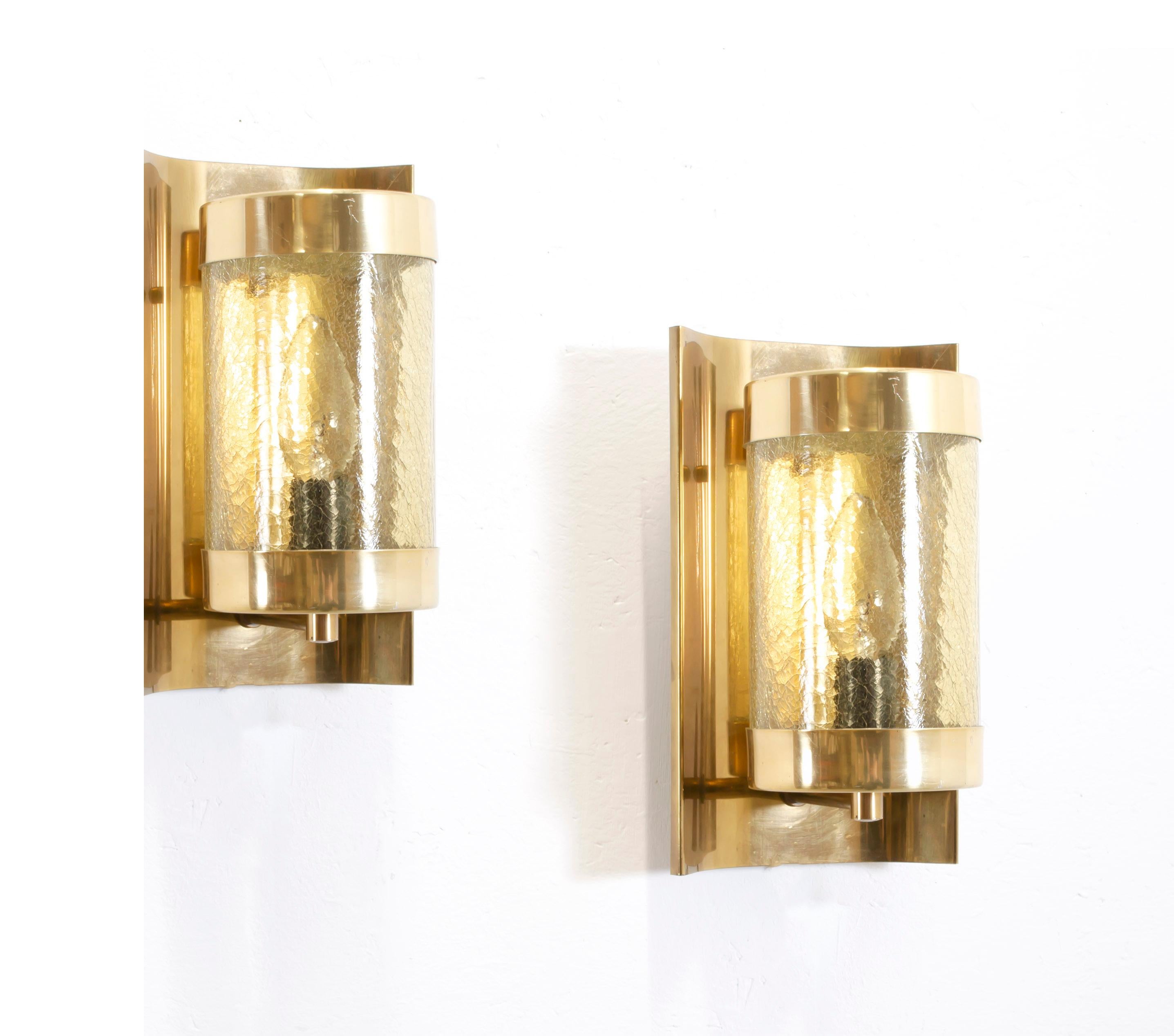 Pair of Midcentury Scandinavian Wall Lights in Brass, 1970s In Good Condition For Sale In Oslo, NO