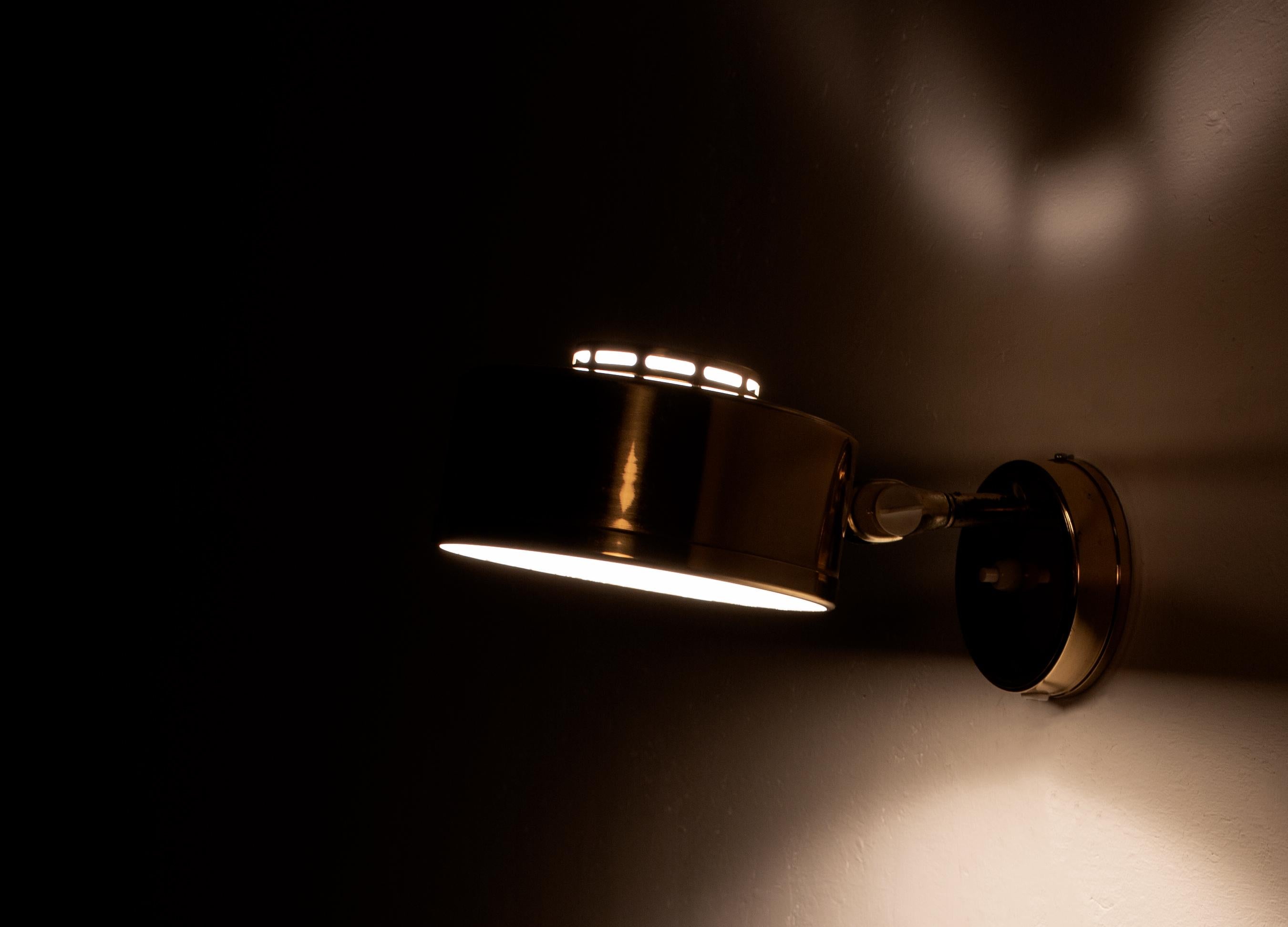 Late 20th Century Pair of Midcentury Scandinavian Wall Lights in Brass, 1970s