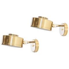 Pair of Midcentury Scandinavian Wall Lights in Brass, 1970s