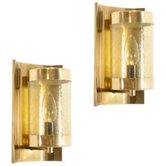 Pair of Midcentury Scandinavian Wall Lights in Brass, 1970s