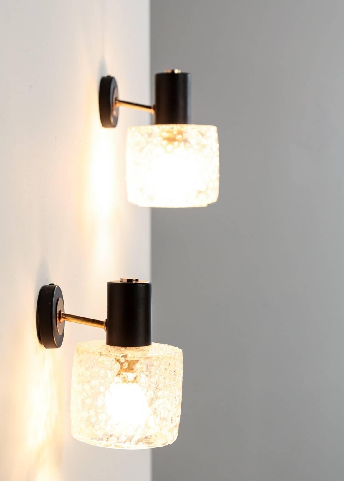 Glass Pair of Midcentury Sconces, Italy, 1960s