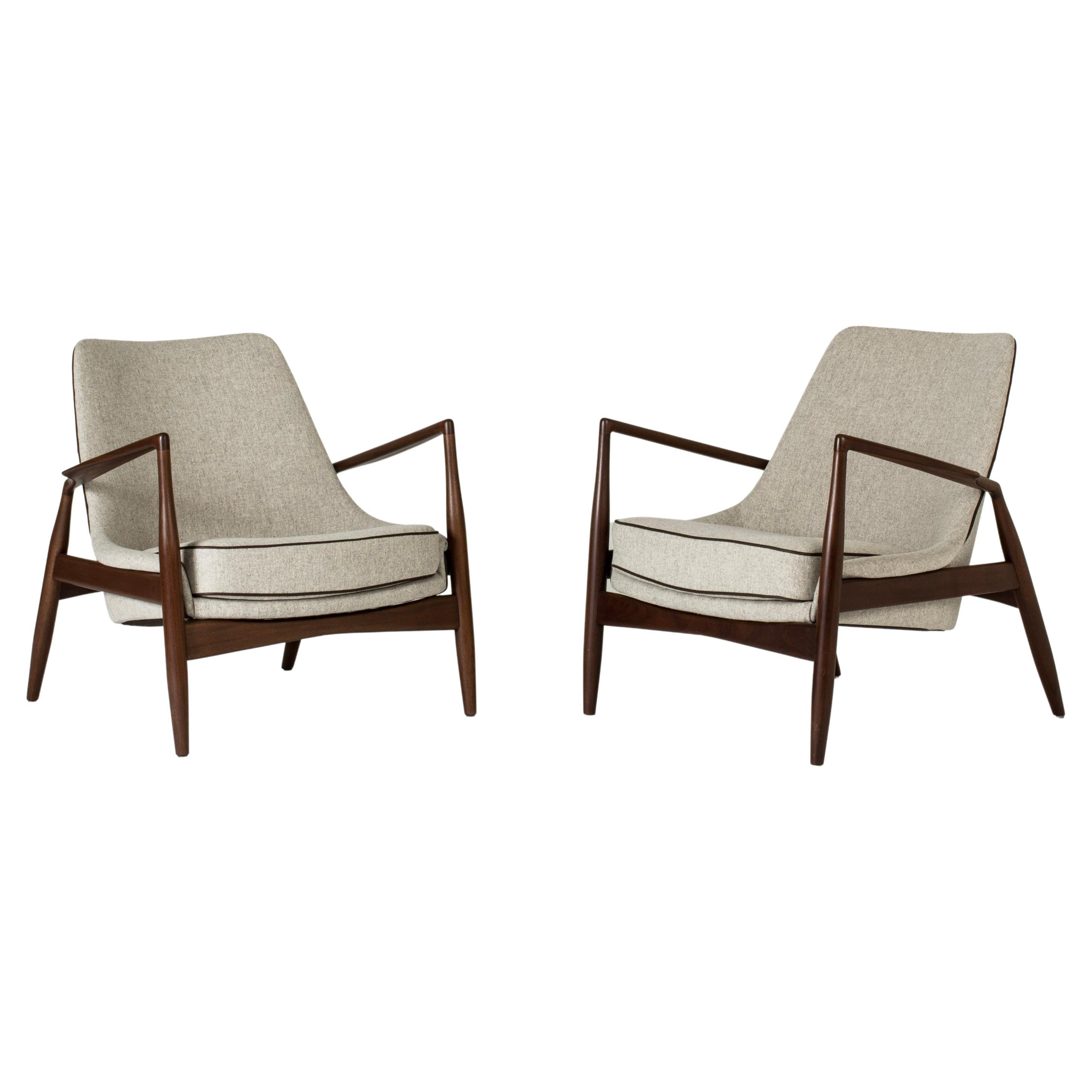 Pair of Midcentury "Seal" Lounge Chairs by Ib Kofod Larsen, Sweden, 1950s