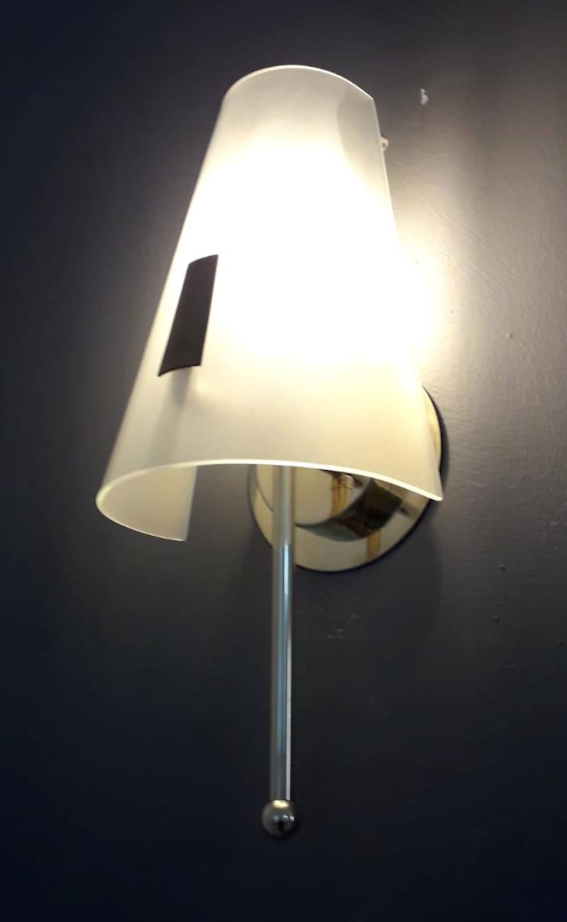 Mid-Century Modern Pair of Midcentury Shade Sconces, 4 Pairs Available For Sale