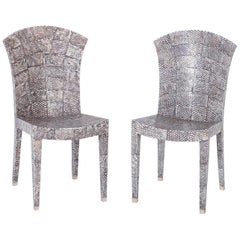 Pair of Midcentury Shagreen Covered Dining Chairs