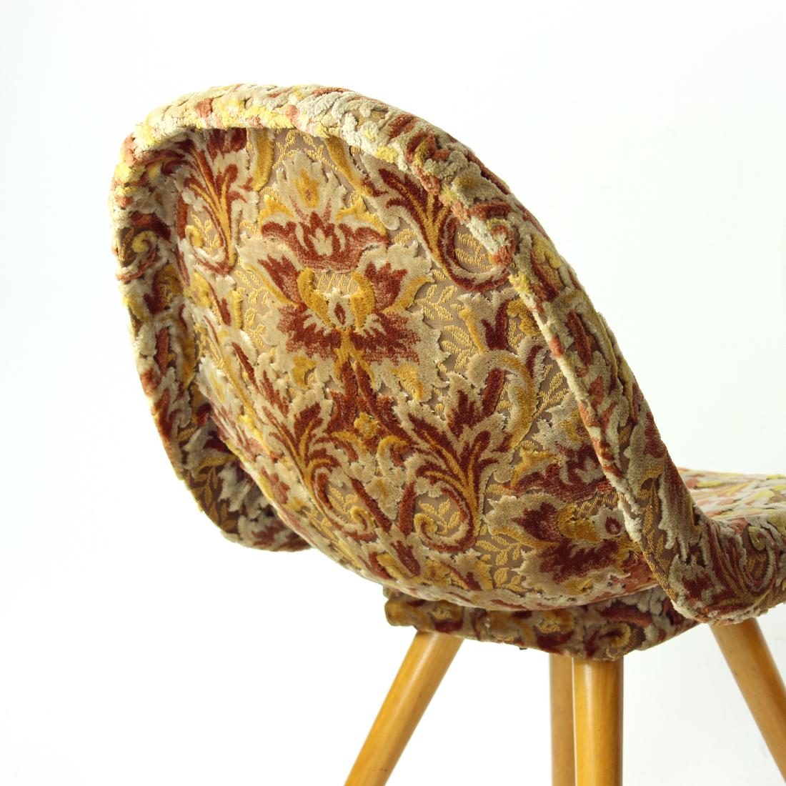 Velvet Pair Of Midcentury Shell Chairs By Miroslav Navratil, Czechoslovakia 1960s For Sale