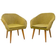Vintage Pair of Midcentury Shell Fiberglass Lounge Chairs, Czechoslovakia, 1960s