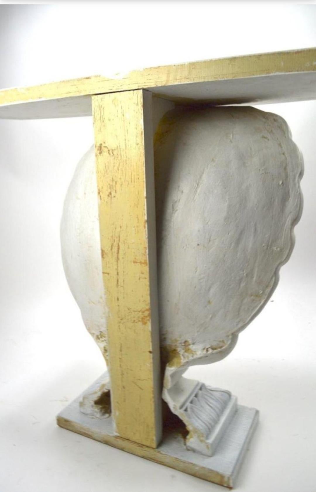 Plaster Pair of Midcentury Shell Form Consoles
