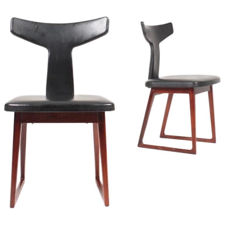 Paire de chaises d'appoint du milieu du siècle en bois de rose par Sibast, design danois, années 1960