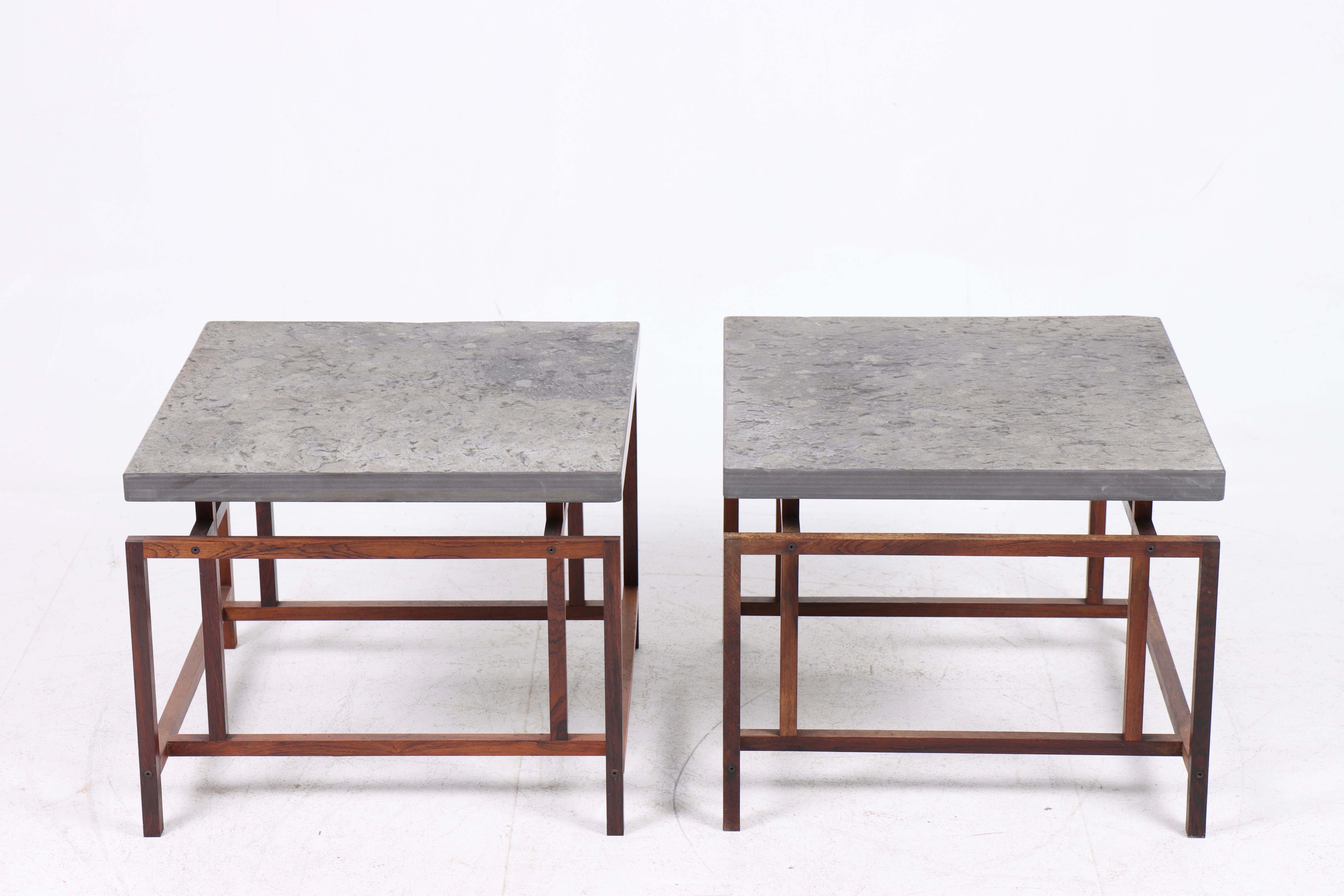 Mid-20th Century Pair of Midcentury Side Tables in Rosewood and Slate by Henning Nørregaard