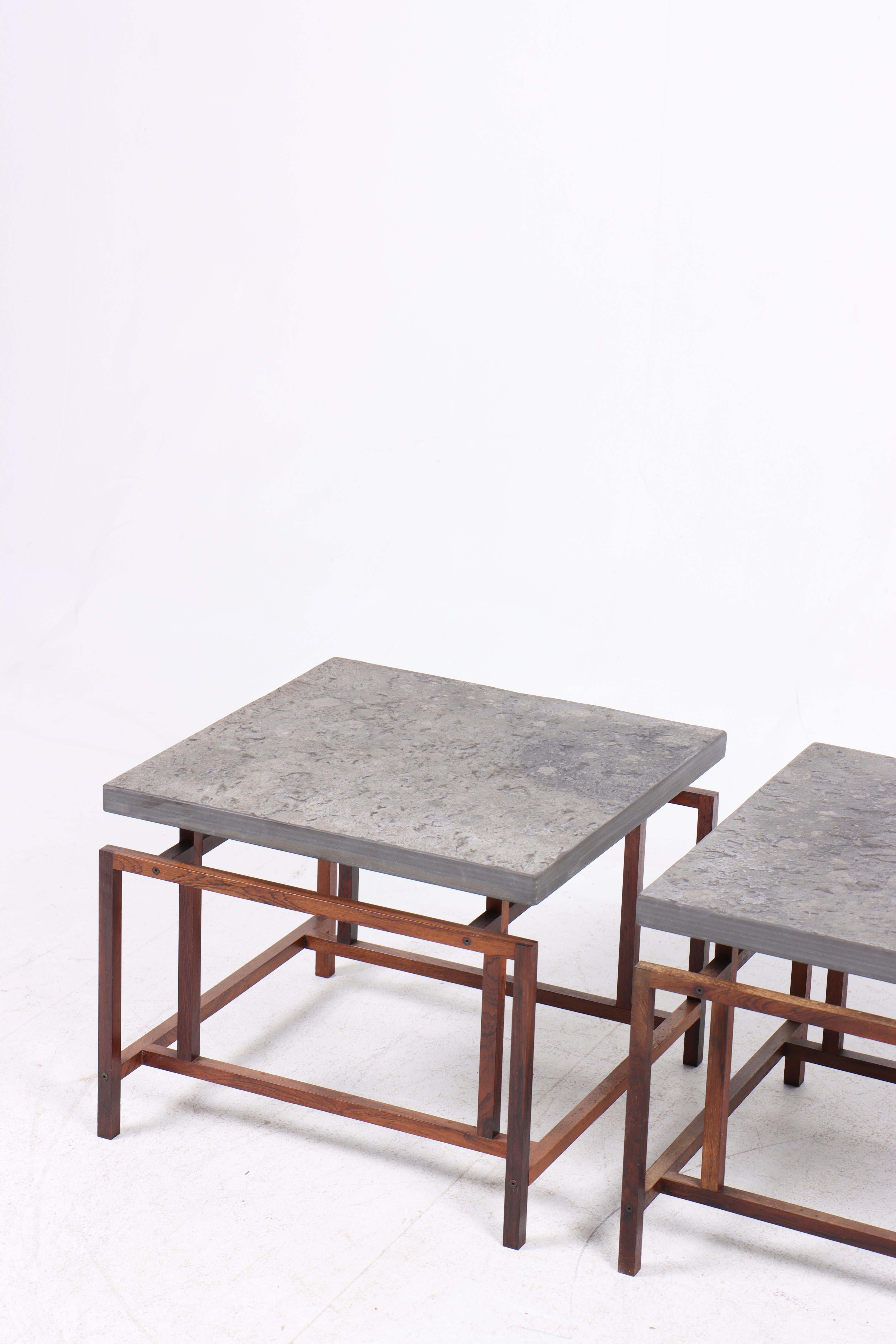 Pair of Midcentury Side Tables in Rosewood and Slate by Henning Nørregaard 1
