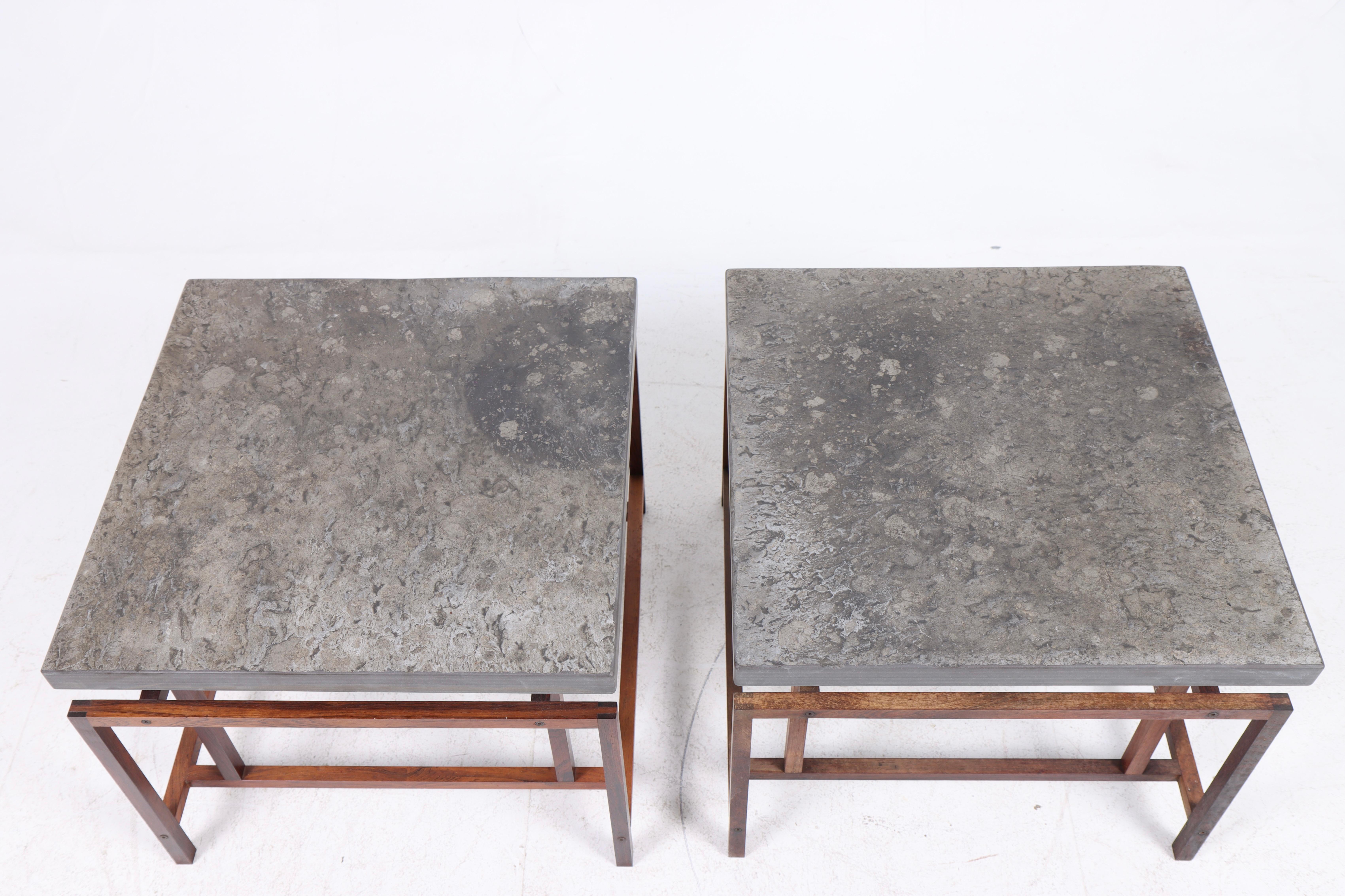 Pair of Midcentury Side Tables in Rosewood and Slate by Henning Nørregaard 2