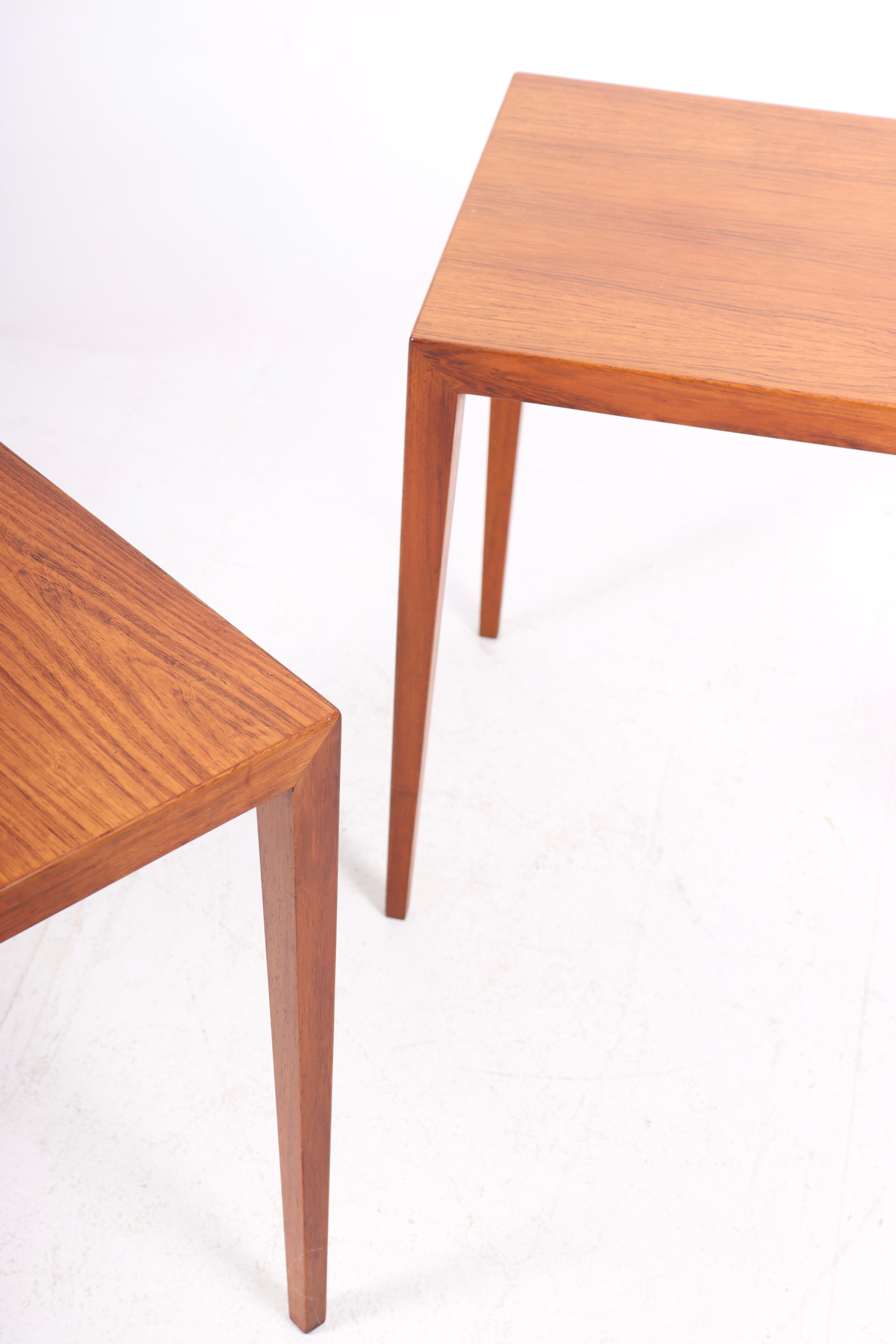 Set of side tables in rosewood designed by Severin Hansen Jr. and made by Haslev Furniture Denmark, great original condition.