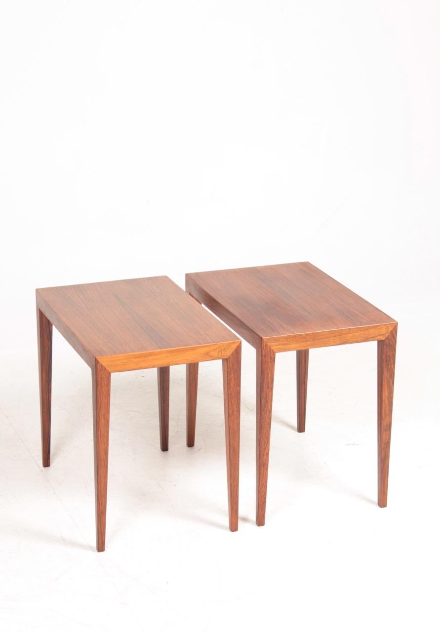 Scandinavian Modern Pair of Midcentury Side Tables in Rosewood by Haslev, Danish Design, 1960s