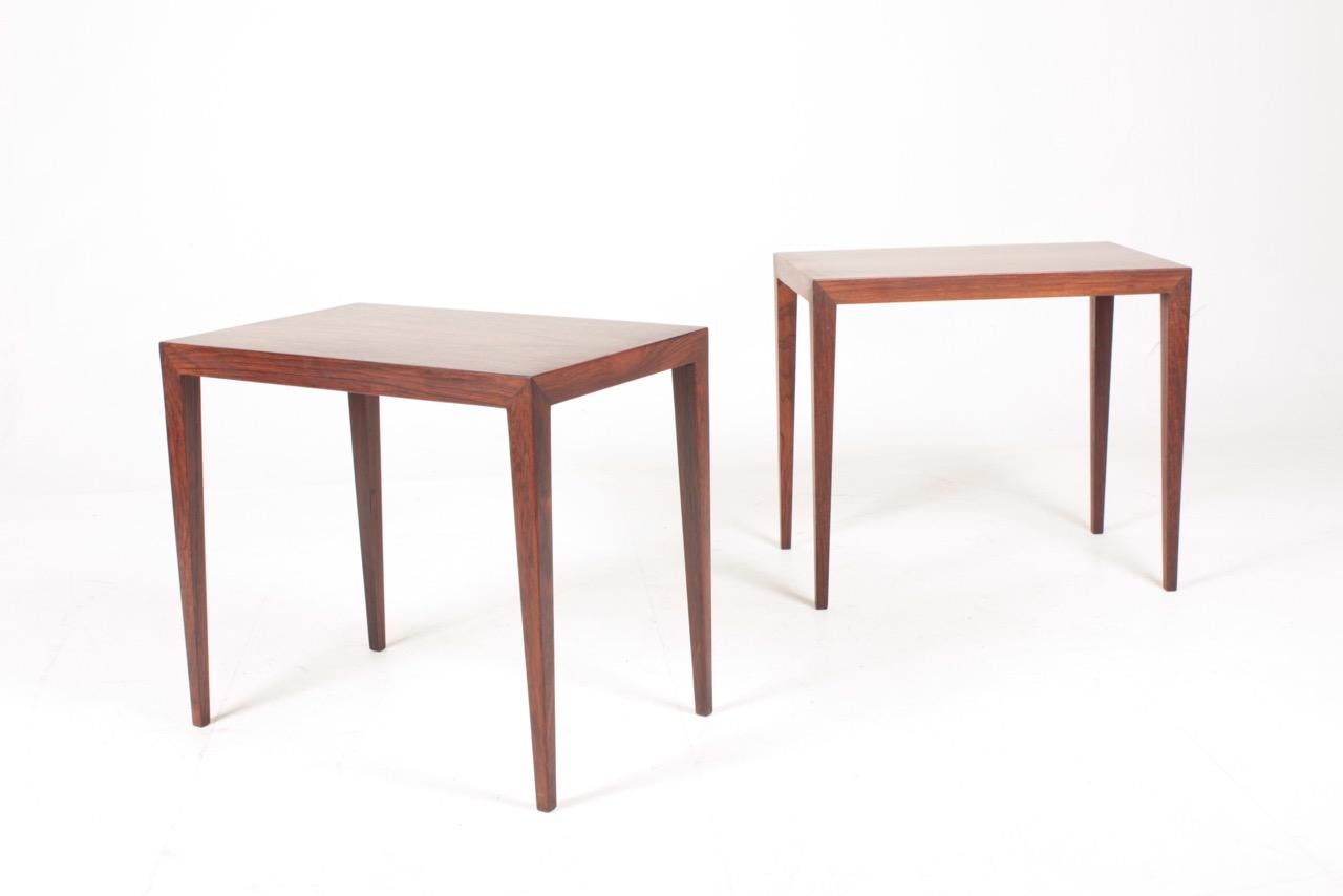Scandinavian Modern Pair of Midcentury Side Tables in Rosewood by Haslev, Danish Design, 1960s