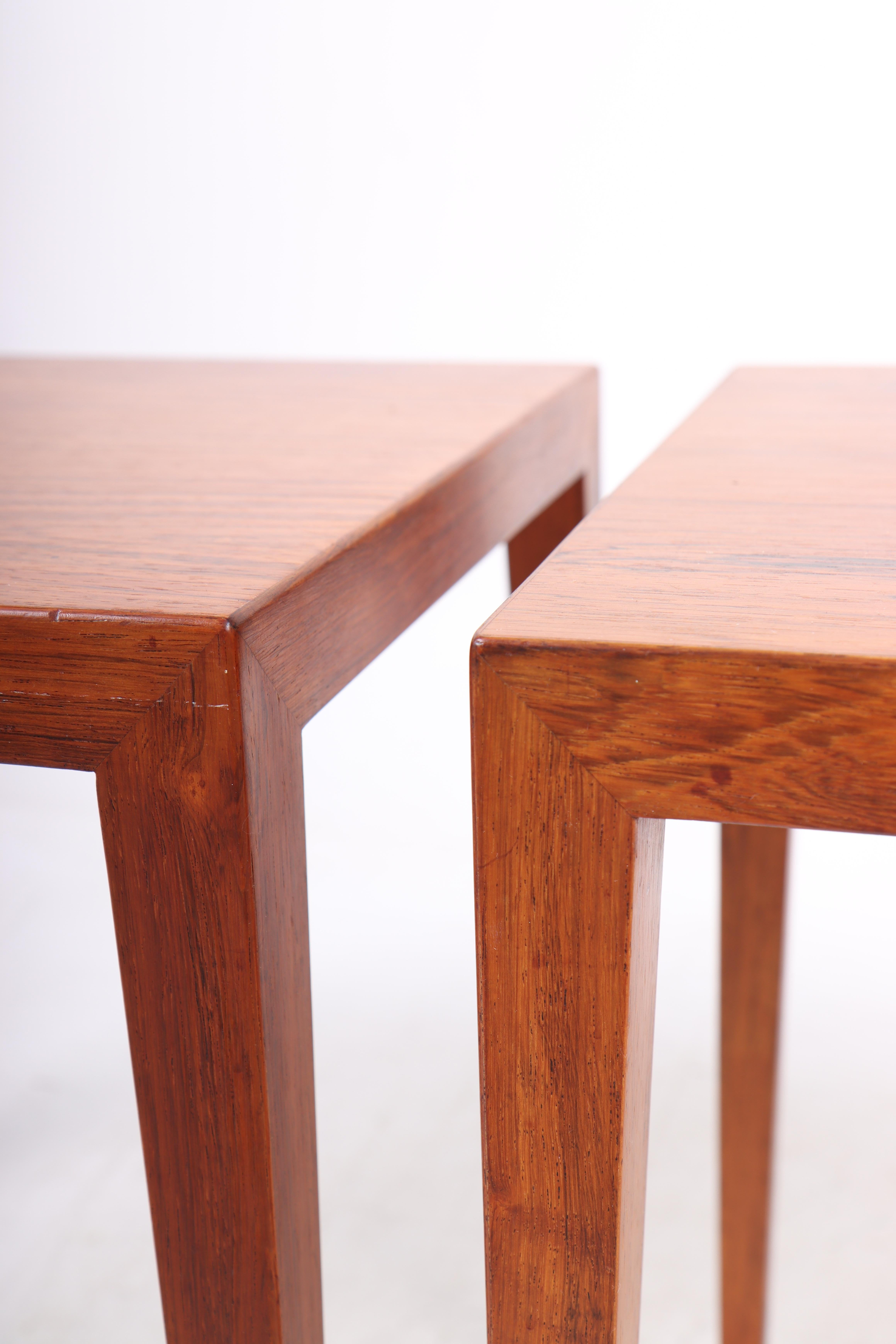 Scandinavian Modern Pair of Midcentury Side Tables in Rosewood by Haslev, Danish Design, 1960s For Sale