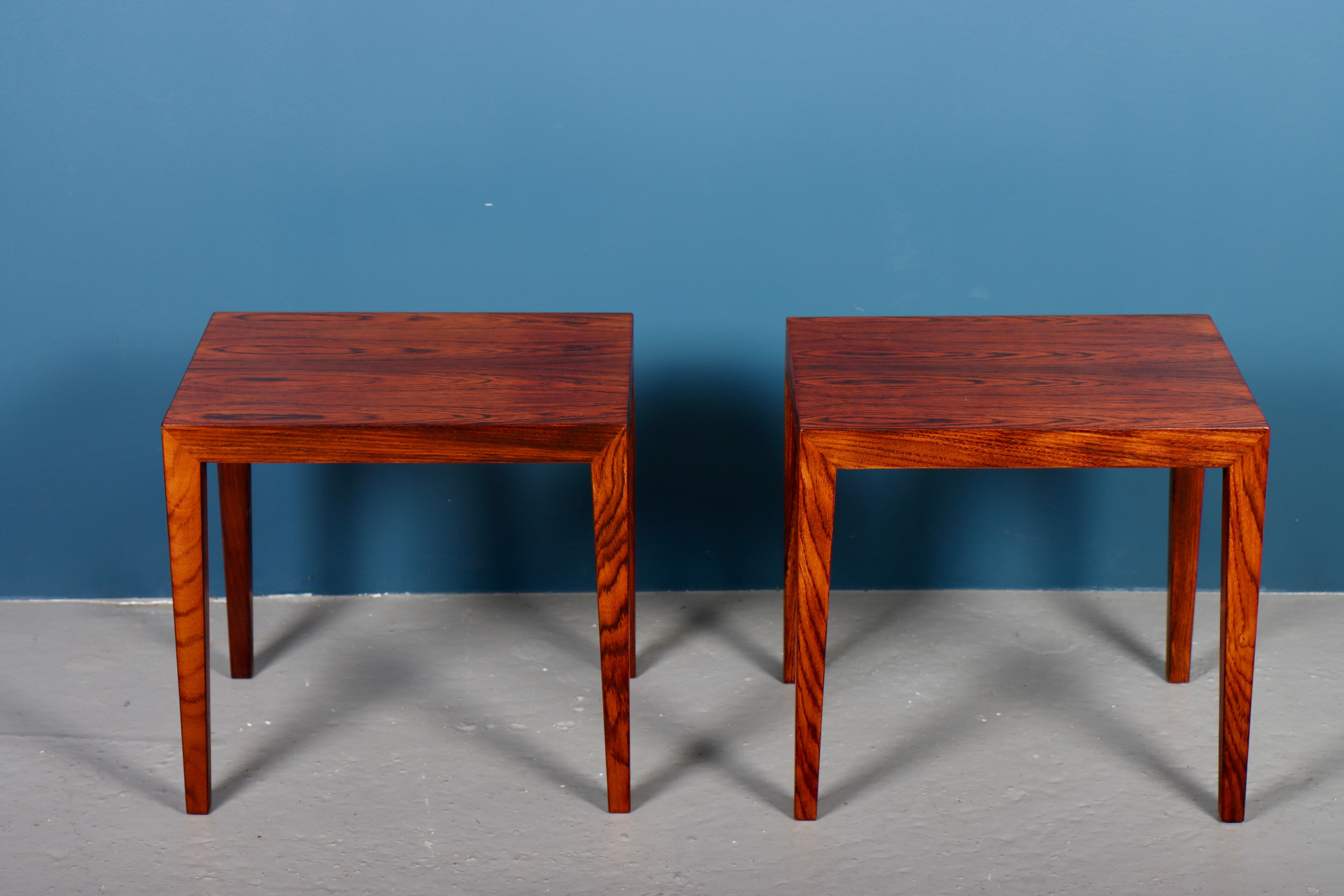 Scandinavian Modern Pair of Midcentury Side Tables in Rosewood by Haslev, Danish Design, 1960s For Sale