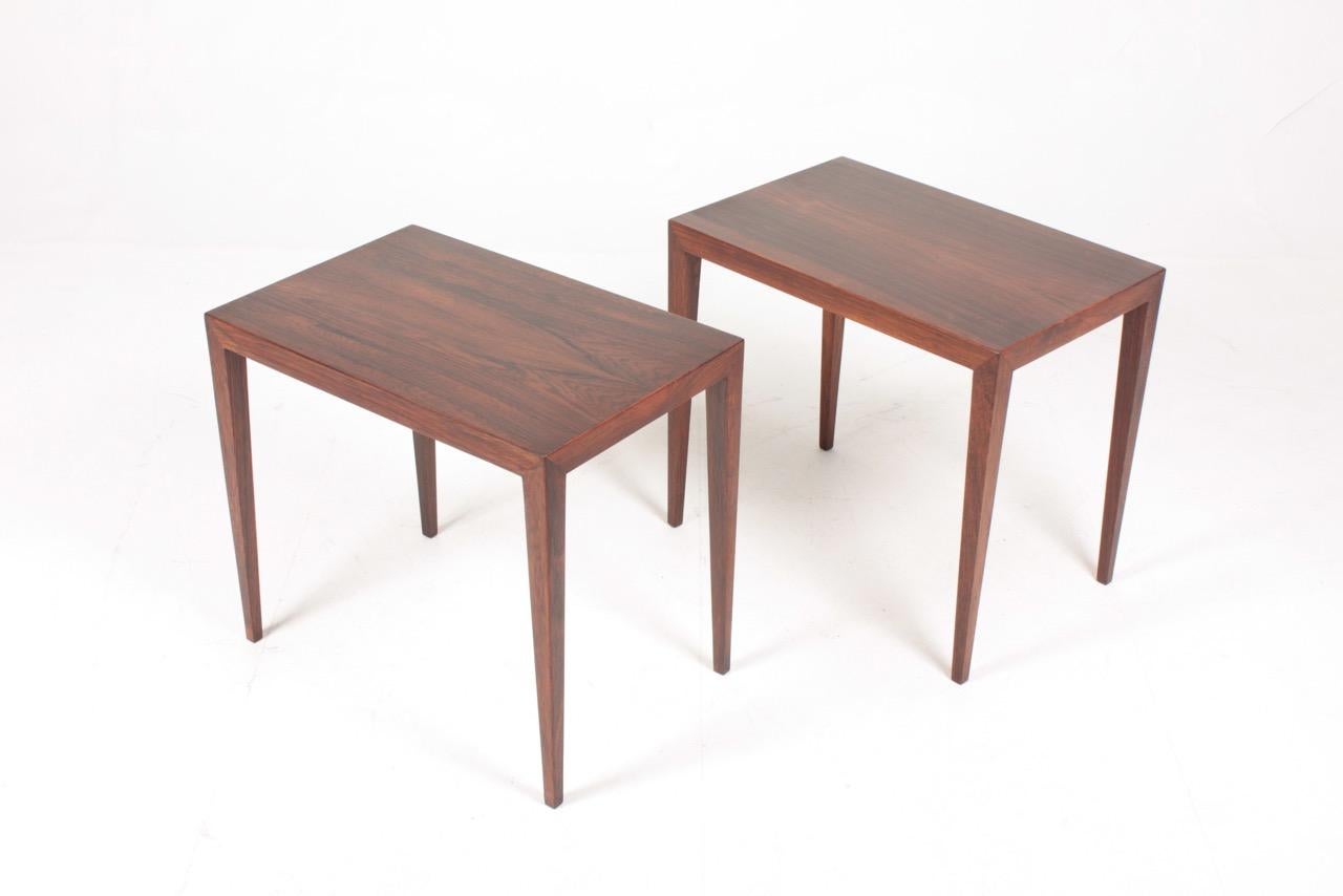 Mid-20th Century Pair of Midcentury Side Tables in Rosewood by Haslev, Danish Design, 1960s