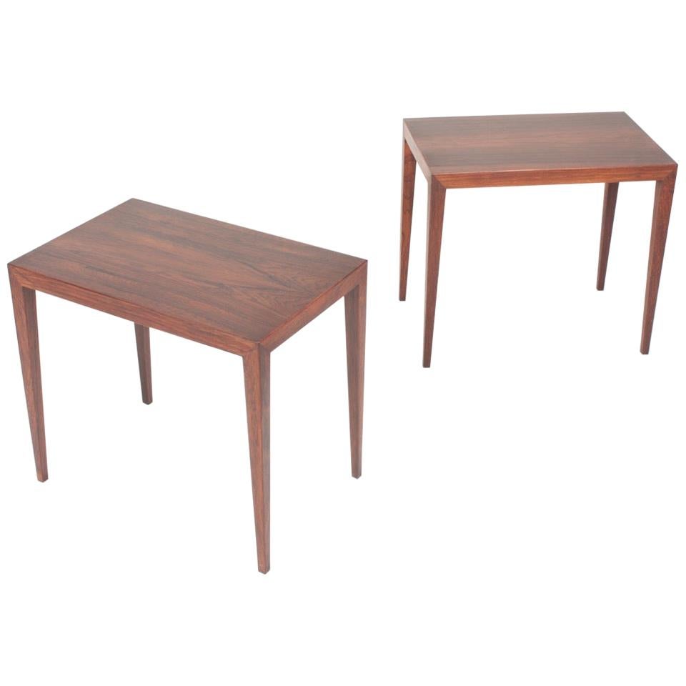 Pair of Midcentury Side Tables in Rosewood by Haslev, Danish Design, 1960s