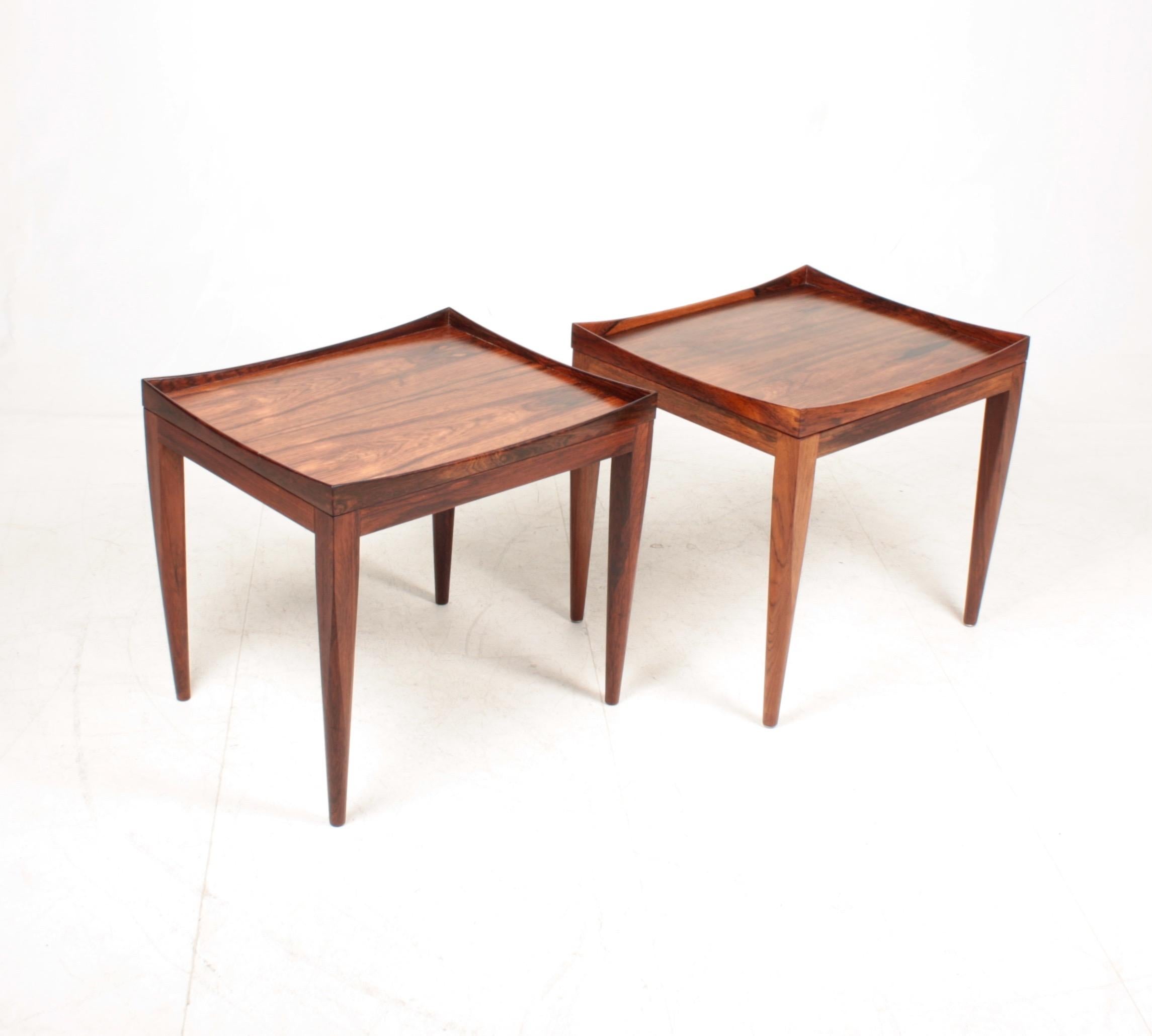 Scandinavian Modern Pair of Midcentury Side Tables in Rosewood by Illum Wikkelsø, 1960s