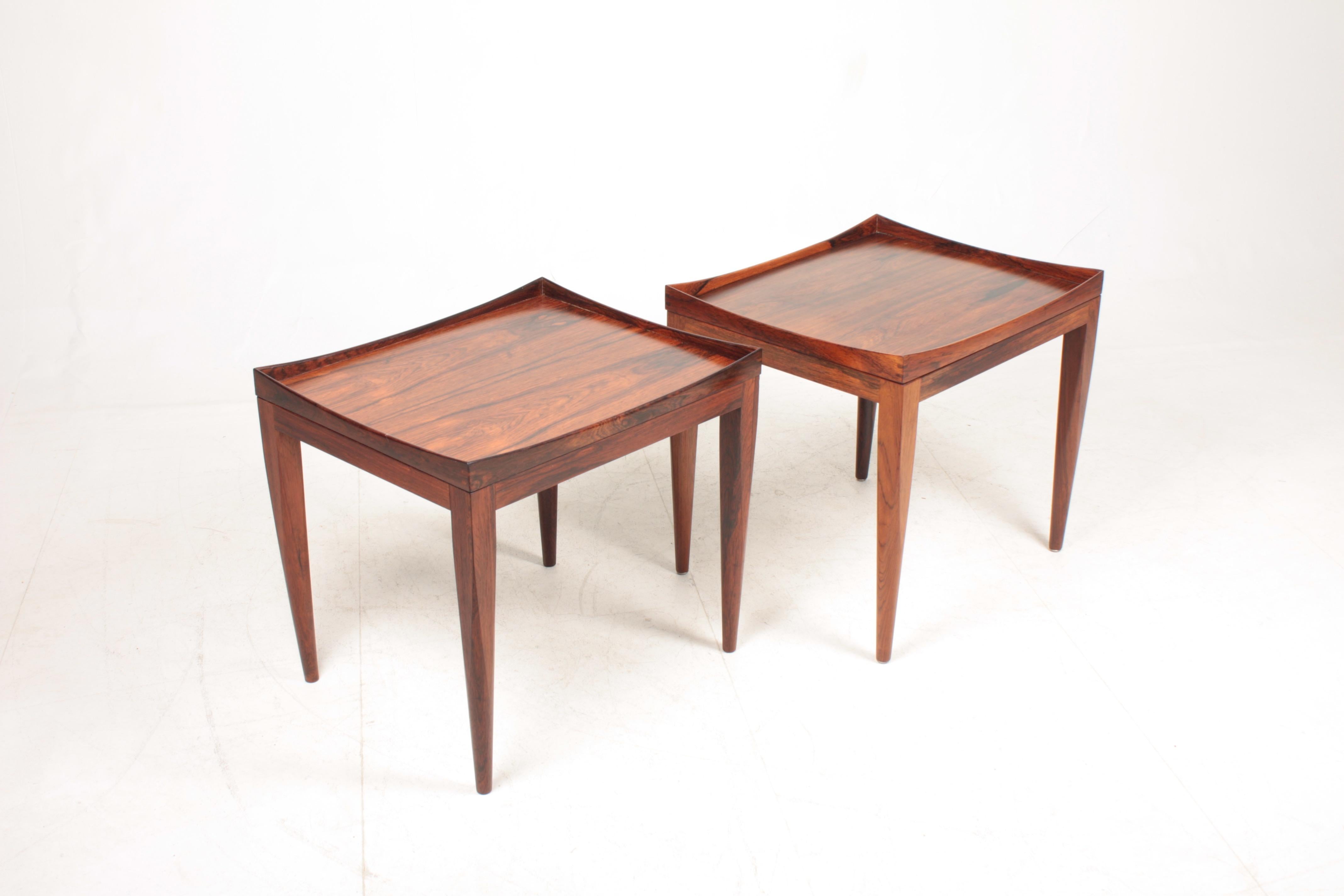 Danish Pair of Midcentury Side Tables in Rosewood by Illum Wikkelsø, 1960s