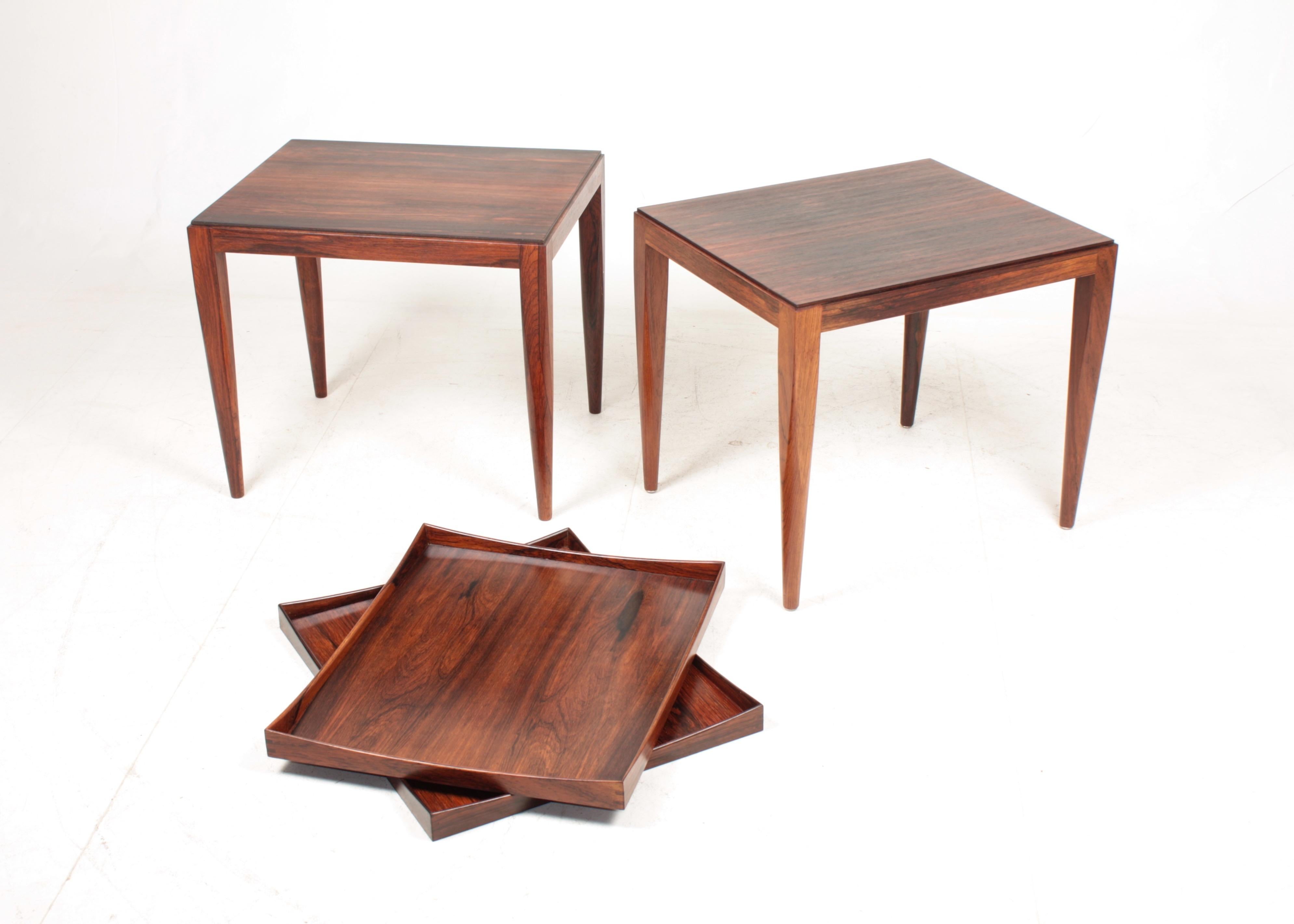 Mid-20th Century Pair of Midcentury Side Tables in Rosewood by Illum Wikkelsø, 1960s