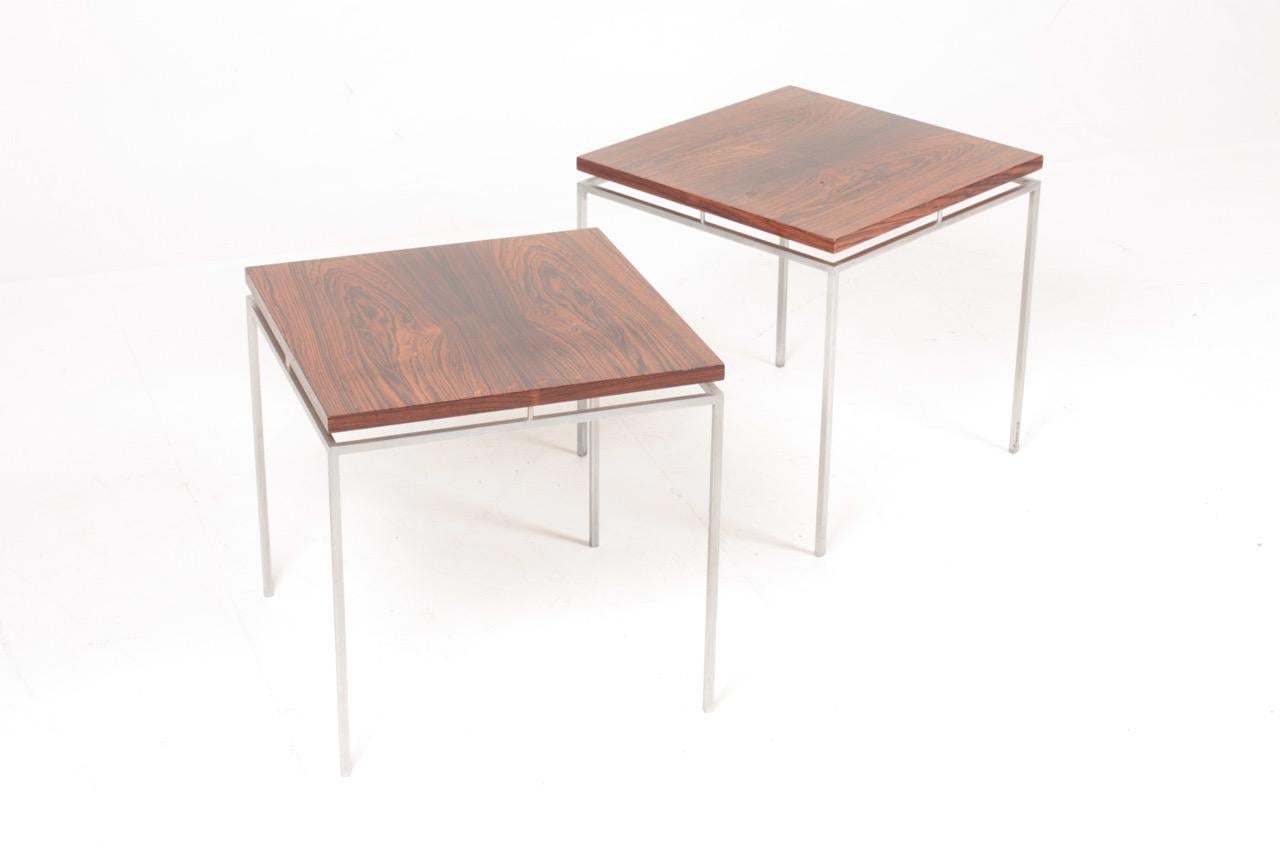 Pair of side tables in rosewood designed by Knud Joos and made by Jason Furniture Denmark, great original condition.