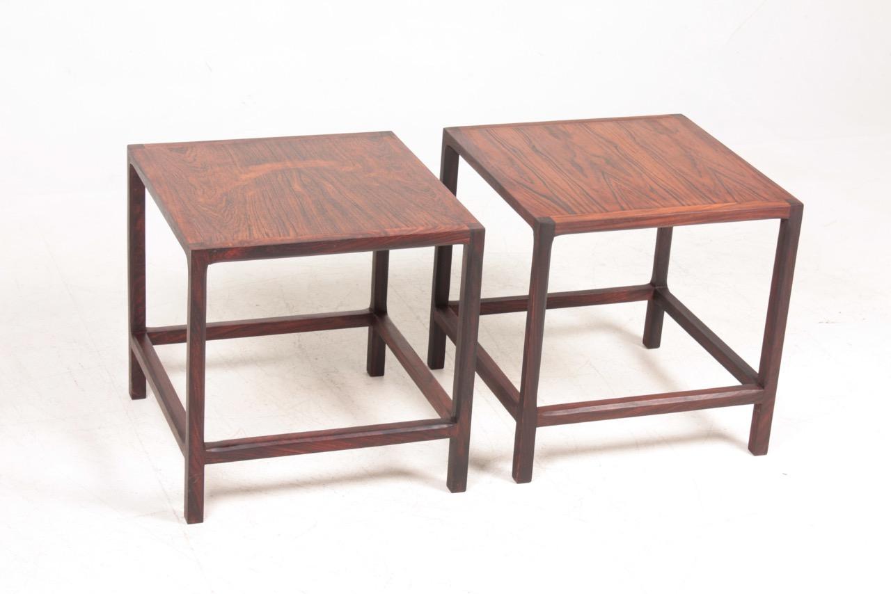 Scandinavian Modern Pair of Midcentury Side Tables in Rosewood Designed by Aksel Kjærsgaard, 1960s For Sale