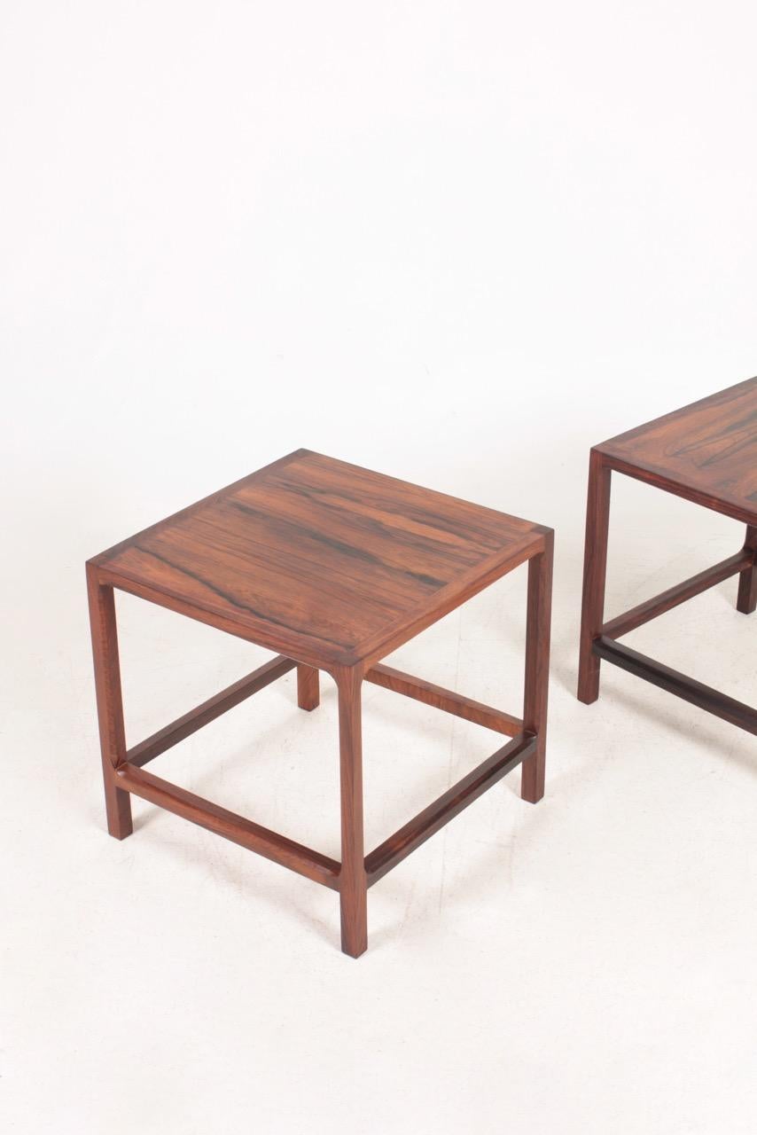 Scandinavian Modern Pair of Midcentury Side Tables in Rosewood Designed by Aksel Kjærsgaard, 1960s For Sale