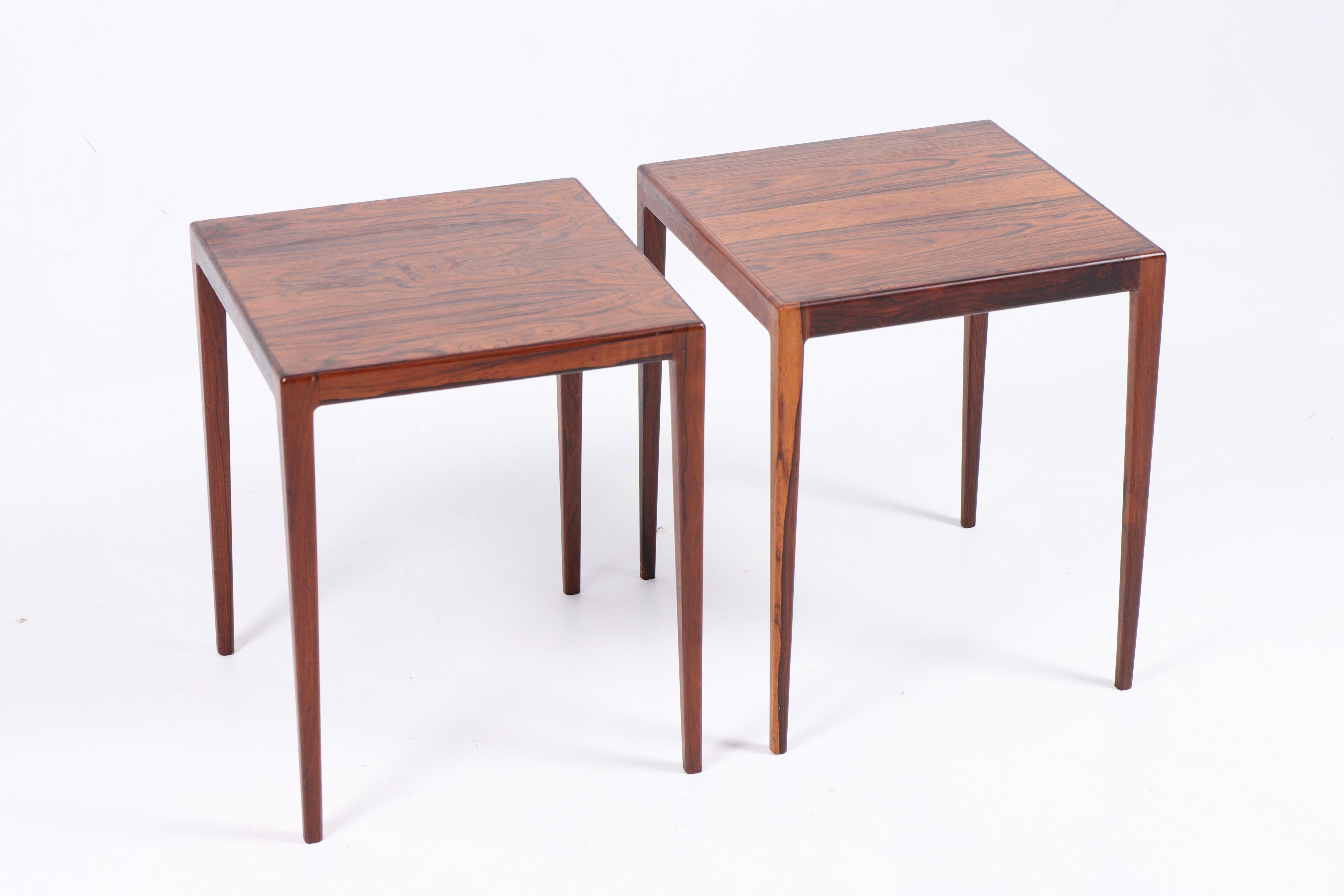 Scandinavian Modern Pair of Midcentury Side Tables in Rosewood, Made in Denmark, 1960s For Sale