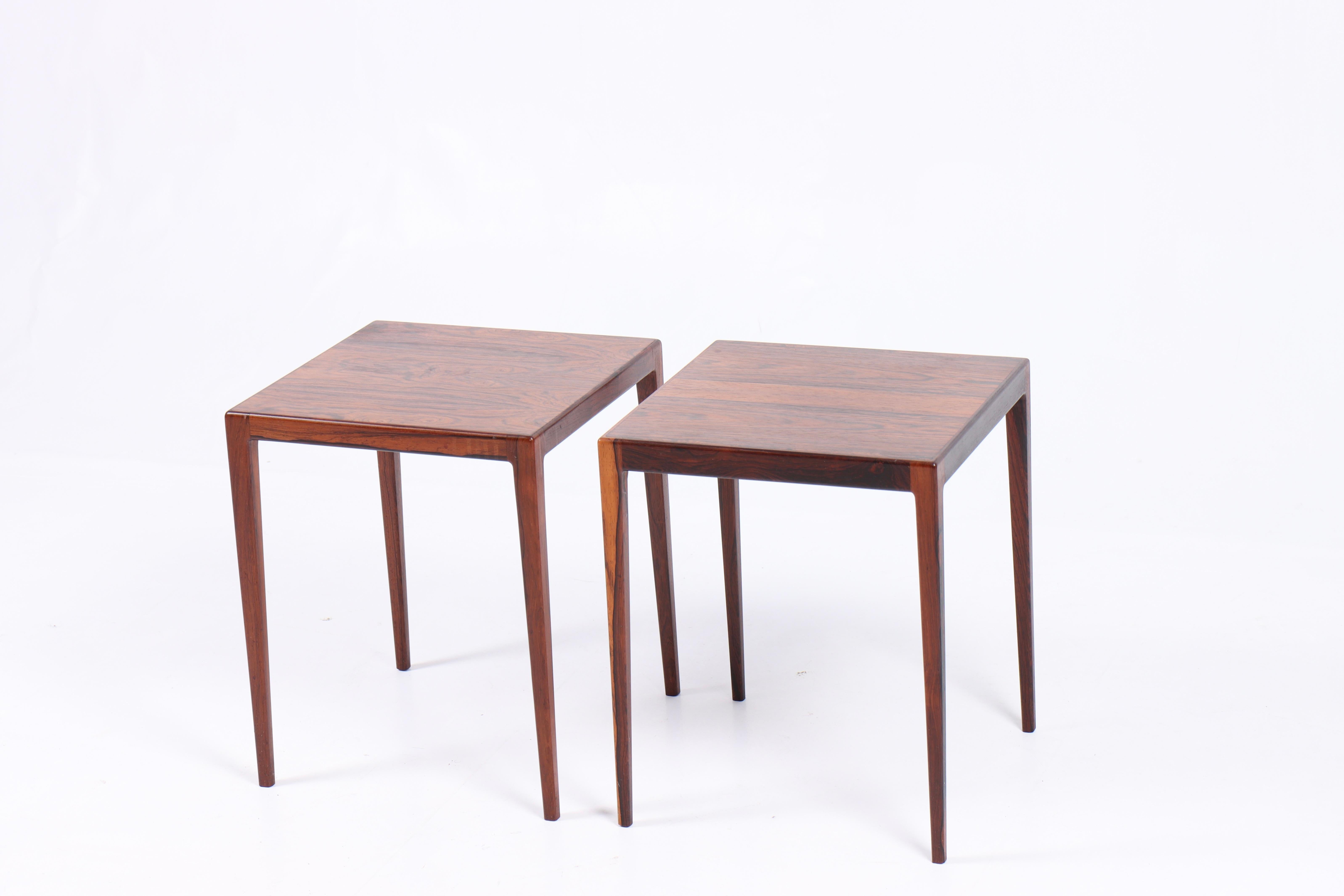 Danish Pair of Midcentury Side Tables in Rosewood, Made in Denmark, 1960s For Sale