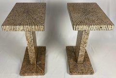 Pair of Mid-Century Side Tables or Nightstands Beige and Black Wood
