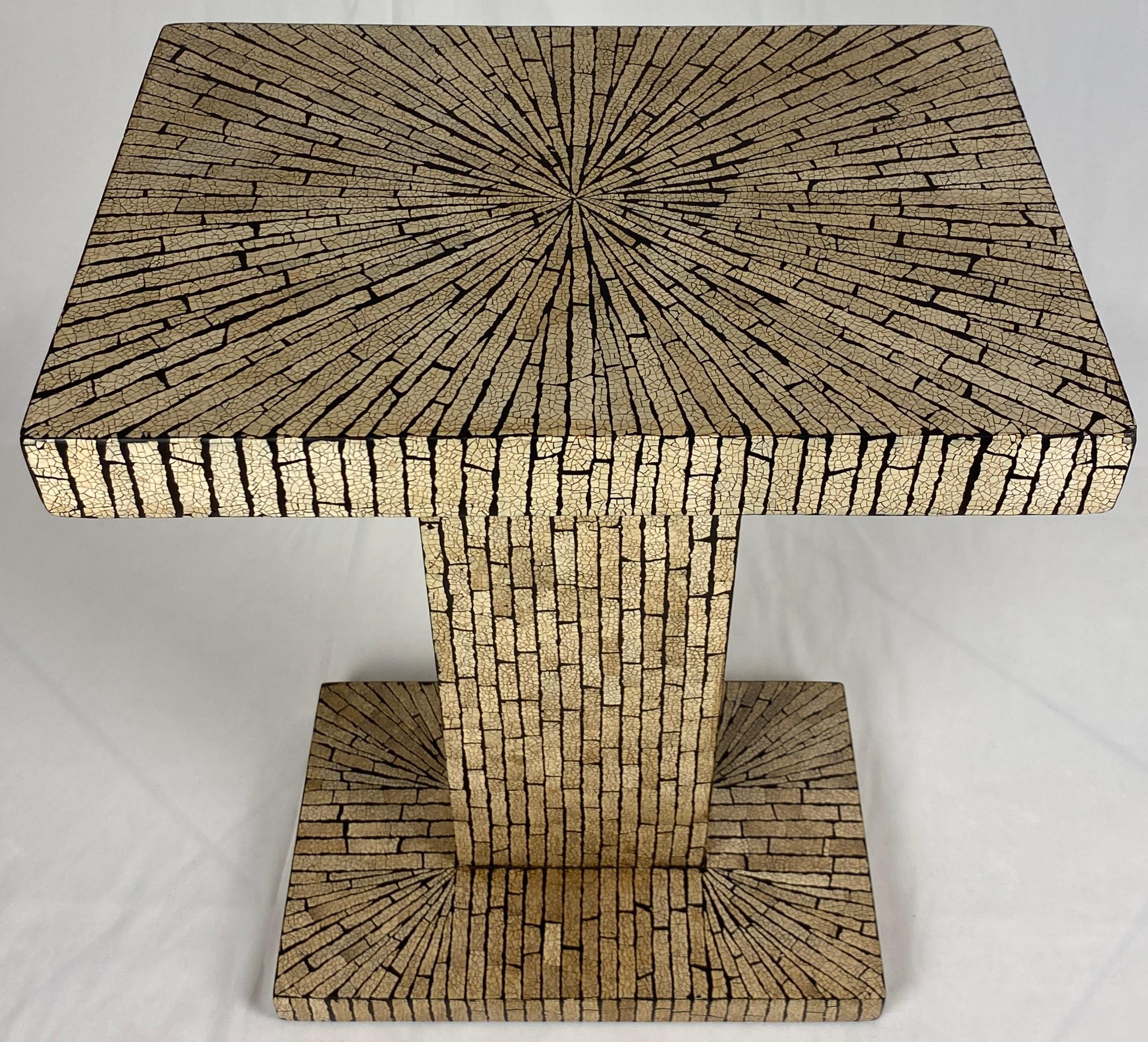 Modern Pair of Mid-Century Side Tables or Nightstands Beige and Black Wood