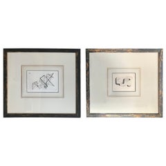 Pair of Midcentury Signed Geometric Engravings