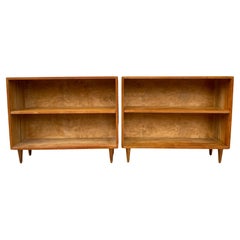 Pair of Midcentury Single Narrow Bookcases Blonde Style of Paul McCobb