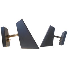 Pair of Midcentury 'Slate' Grey Wall Lights by J. M. M Hoogervorst for Anvia