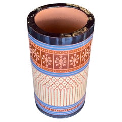 Pair of Midcentury Southwestern Embossed Ceramic Lamp