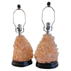 Retro Pair of Midcentury Stone Lamps