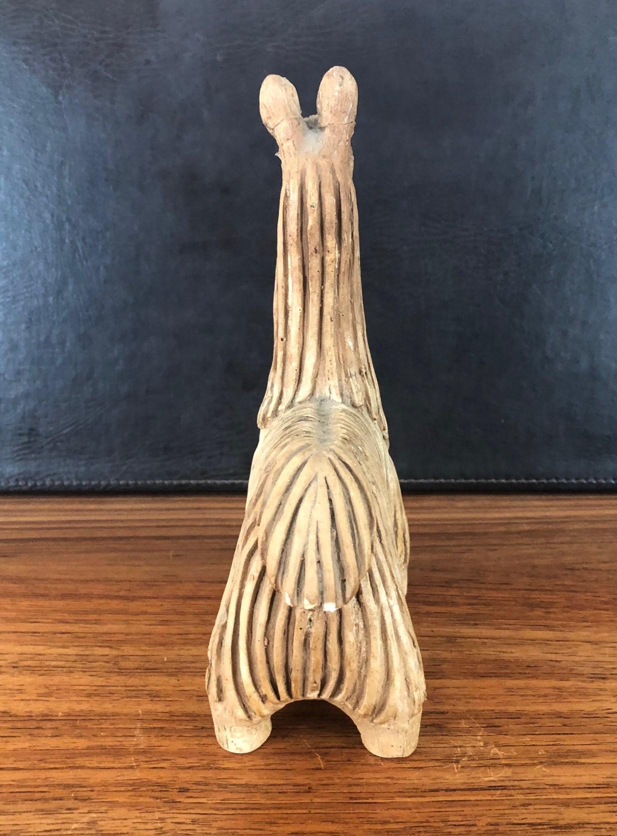Hand-Crafted Pair of Midcentury Stoneware Llamas by Fabbri Art Company