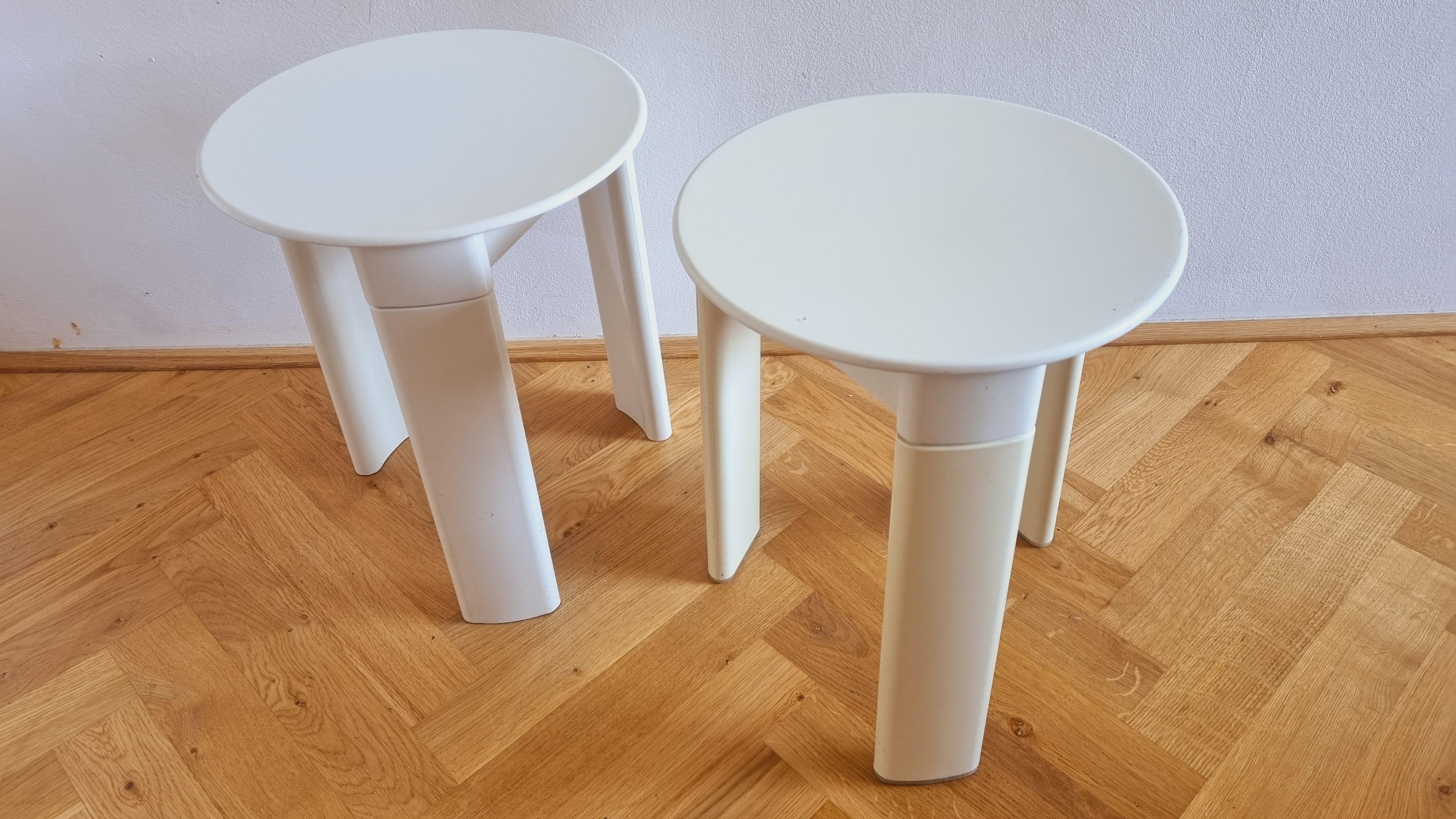 Pair of Midcentury Stools or Side Tables Trio, Olaf Von Bohr, Gedy, Italy, 1970s For Sale 2