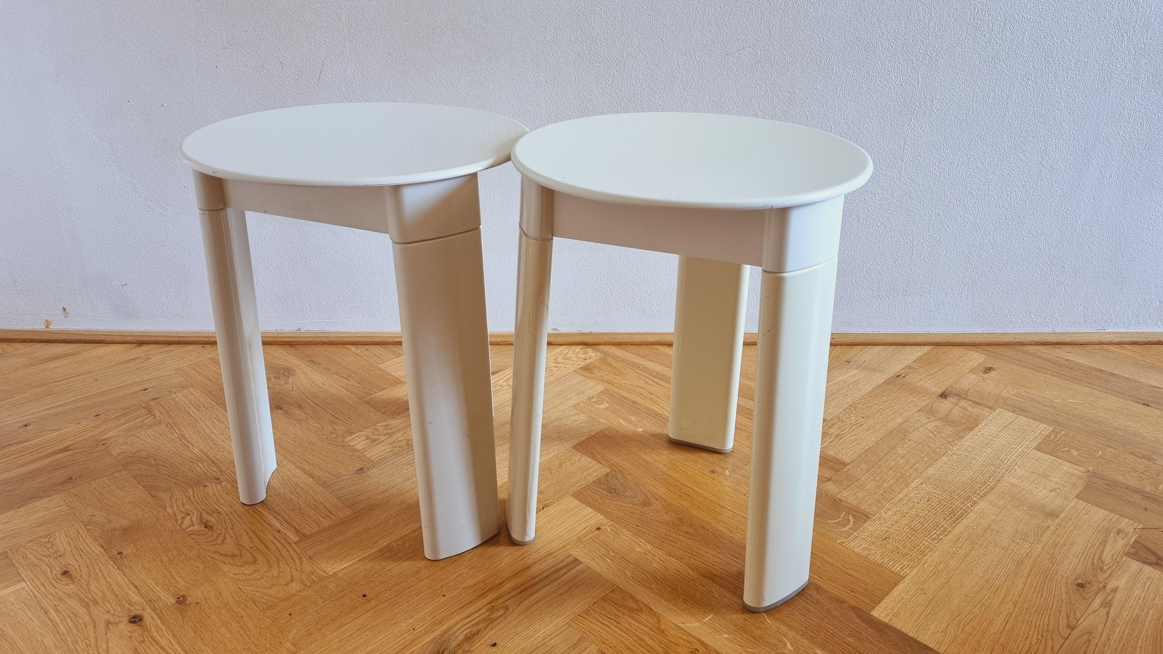 Italian Pair of Midcentury Stools or Side Tables Trio, Olaf Von Bohr, Gedy, Italy, 1970s For Sale