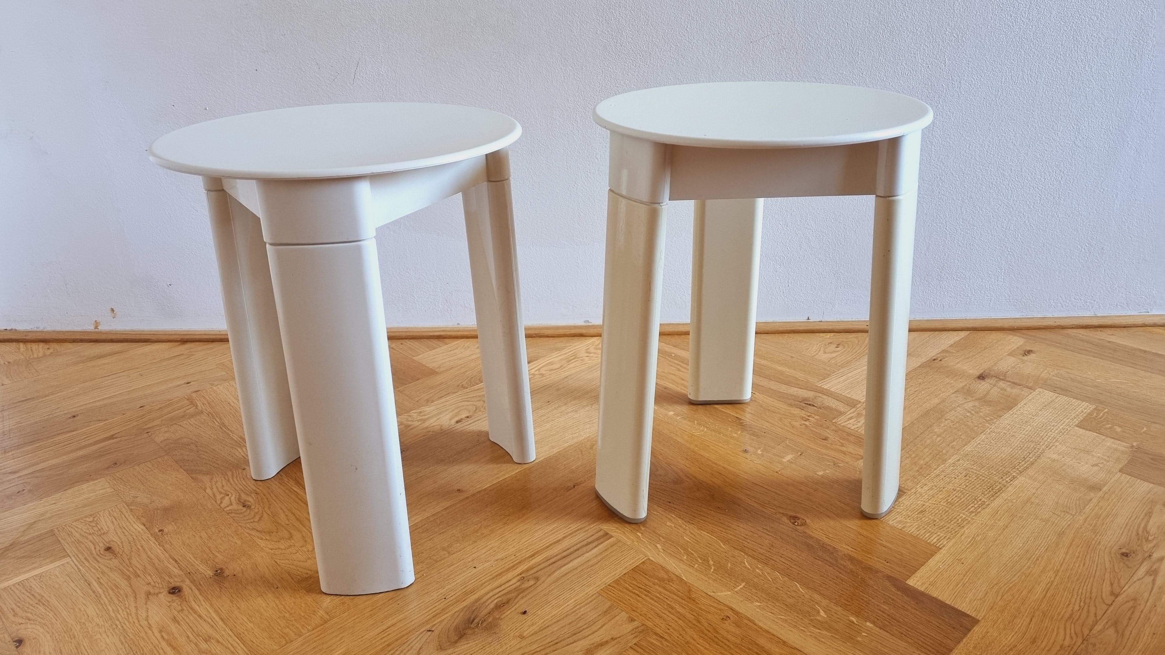 Pair of Midcentury Stools or Side Tables Trio, Olaf Von Bohr, Gedy, Italy, 1970s In Good Condition For Sale In Praha, CZ