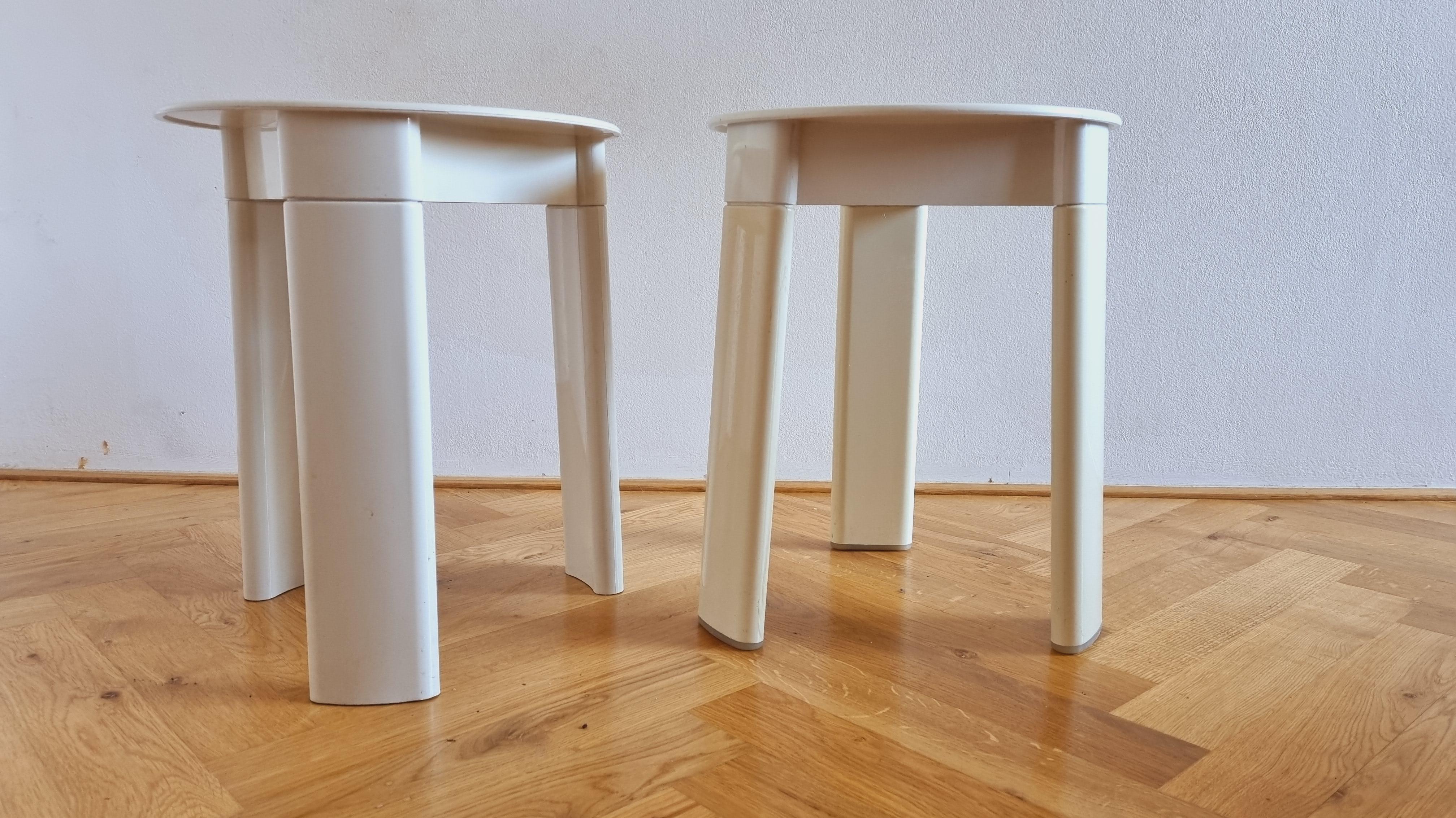 Italian Pair of Midcentury Stools or Side Tables Trio, Olaf Von Bohr, Gedy, Italy, 1970s For Sale