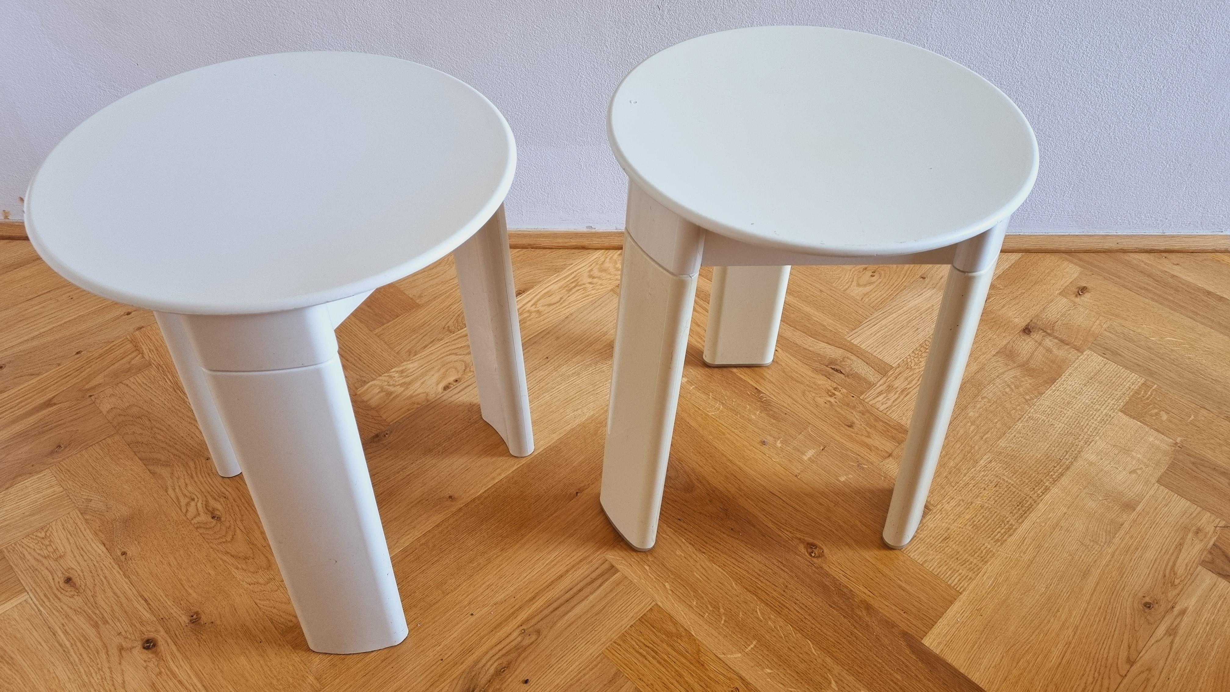 Plastic Pair of Midcentury Stools or Side Tables Trio, Olaf Von Bohr, Gedy, Italy, 1970s For Sale