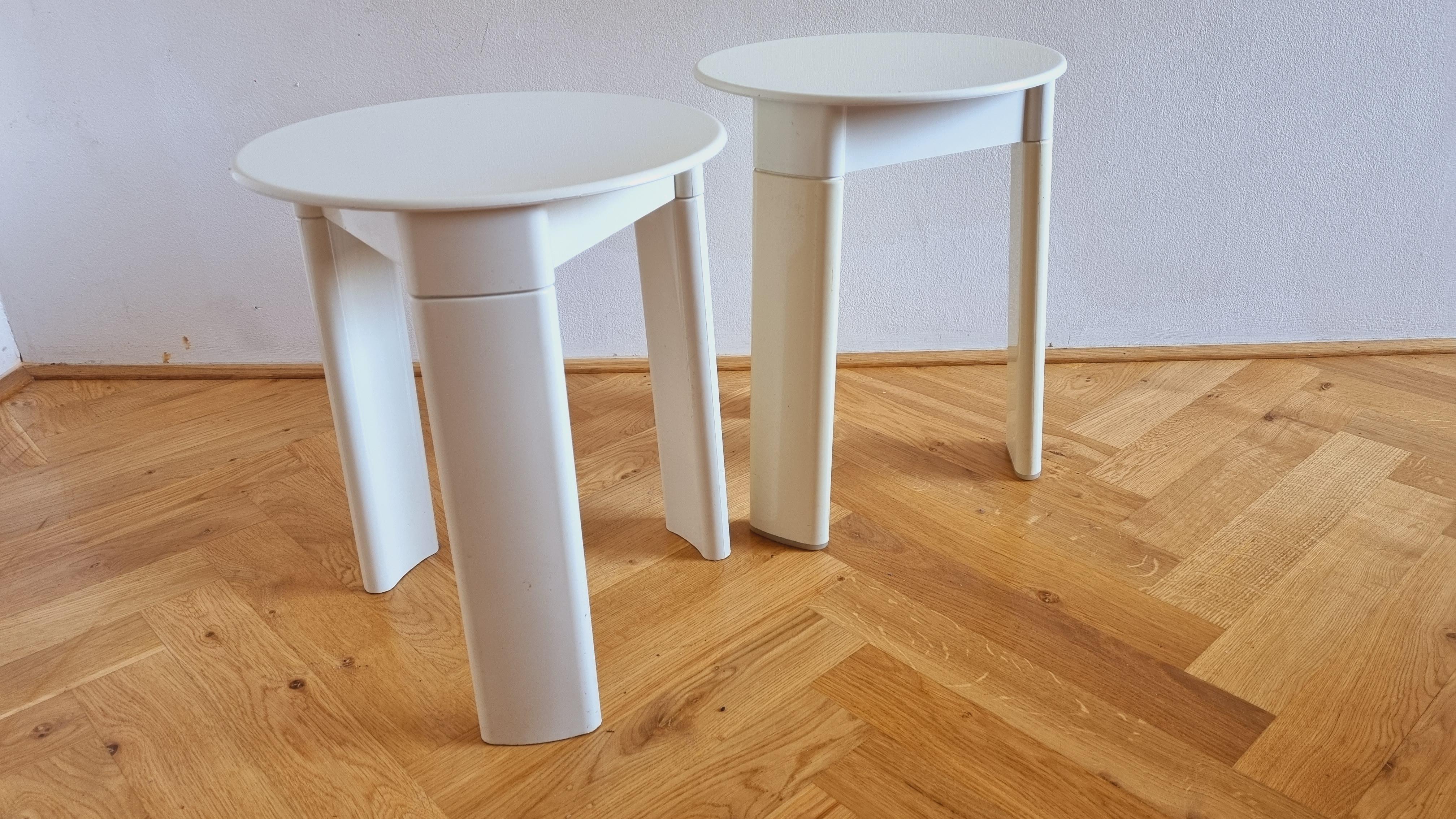 Late 20th Century Pair of Midcentury Stools or Side Tables Trio, Olaf Von Bohr, Gedy, Italy, 1970s For Sale