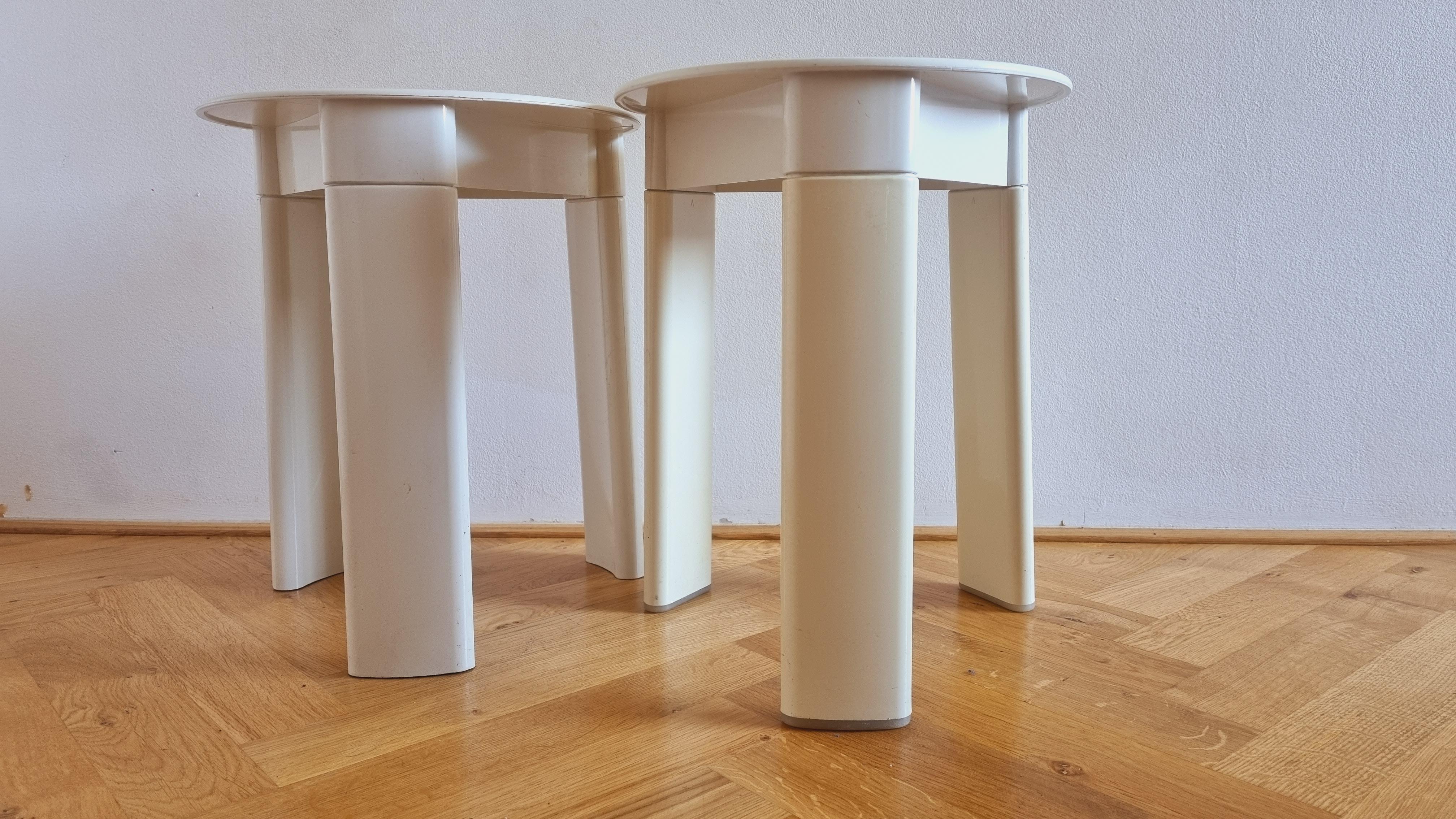 Plastic Pair of Midcentury Stools or Side Tables Trio, Olaf Von Bohr, Gedy, Italy, 1970s For Sale