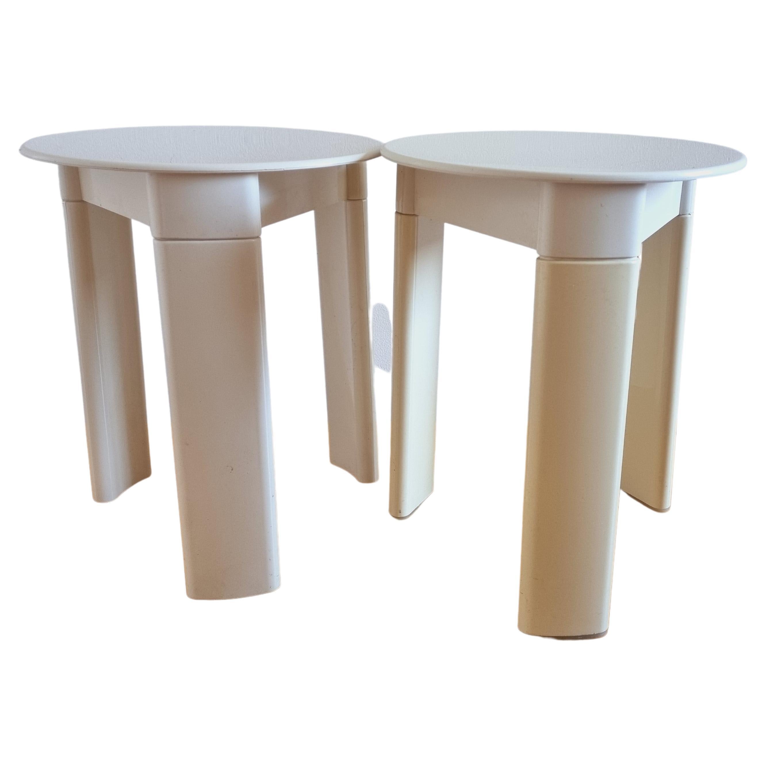 Pair of Midcentury Stools or Side Tables Trio, Olaf Von Bohr, Gedy, Italy, 1970s For Sale