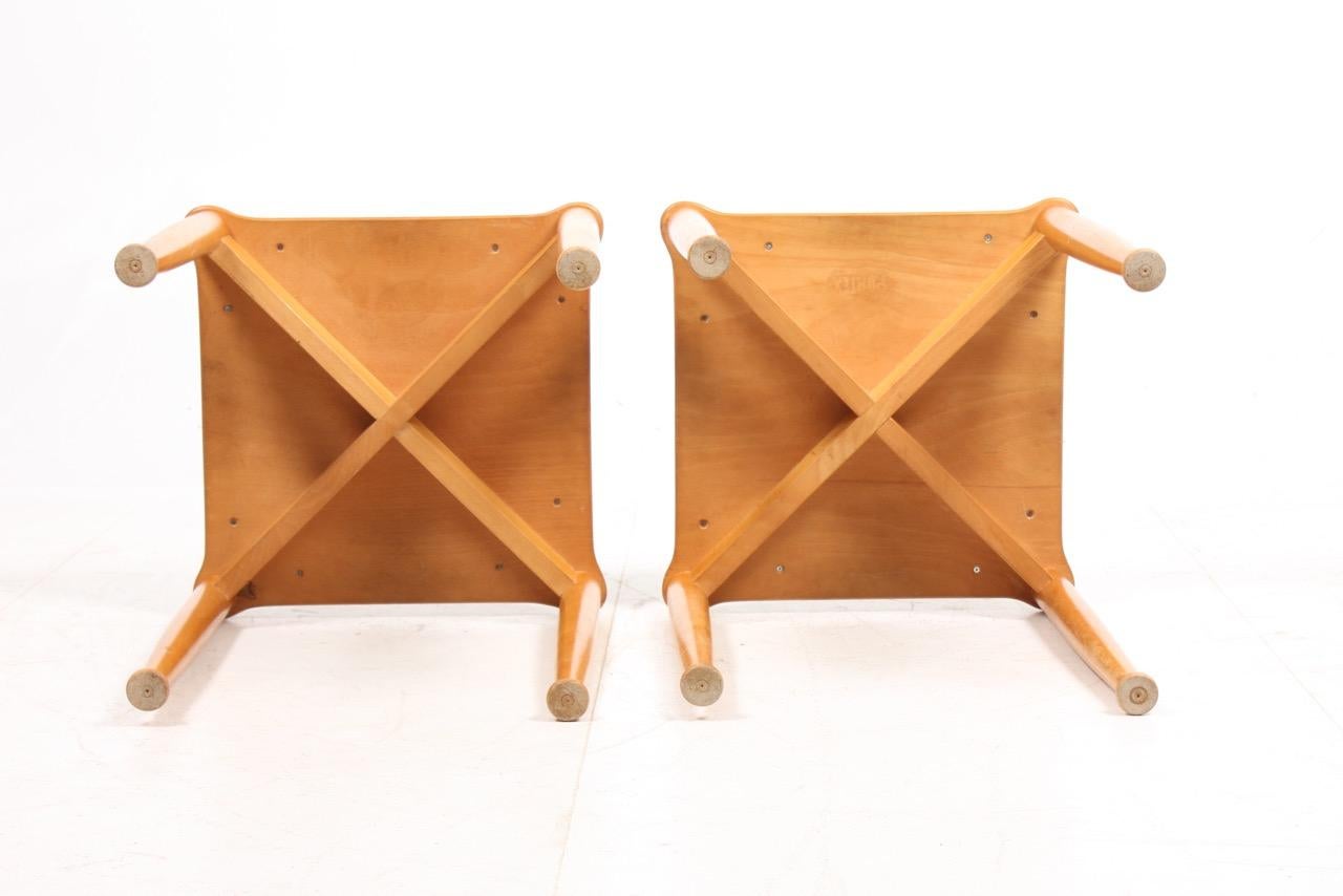 Pair of Midcentury Stools, Patinated Leather by Hvidt & Mølgaard, Danish Design 2
