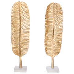 Pair of Midcentury Style British Colonial Banana Leaf Sculptures