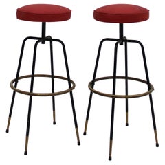 Pair of Midcentury Style Circular Italian Bar-Stools